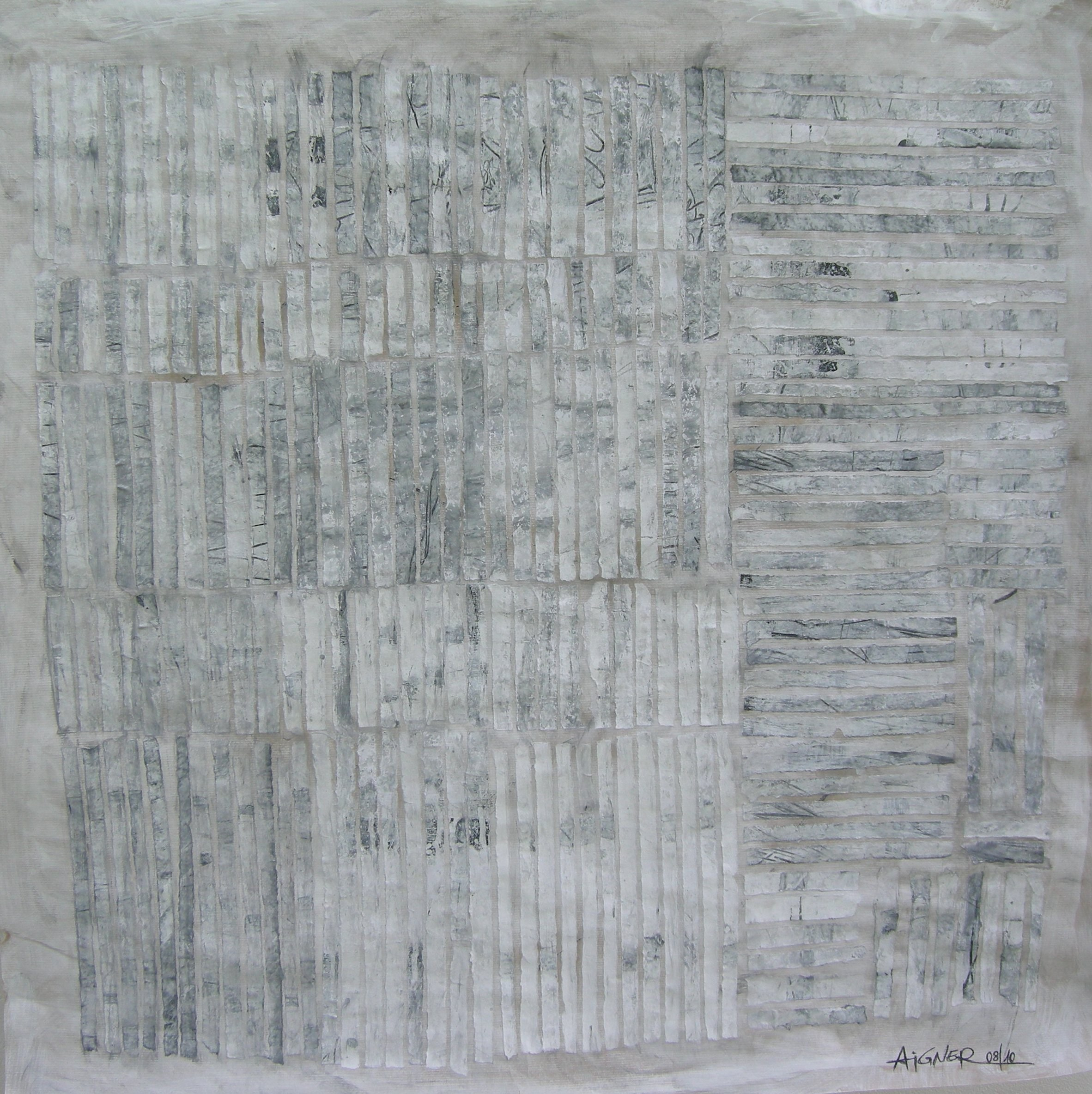 O.T. 2010 - zirka 100x100                                                            Papier auf Holzplatten aufgezogen