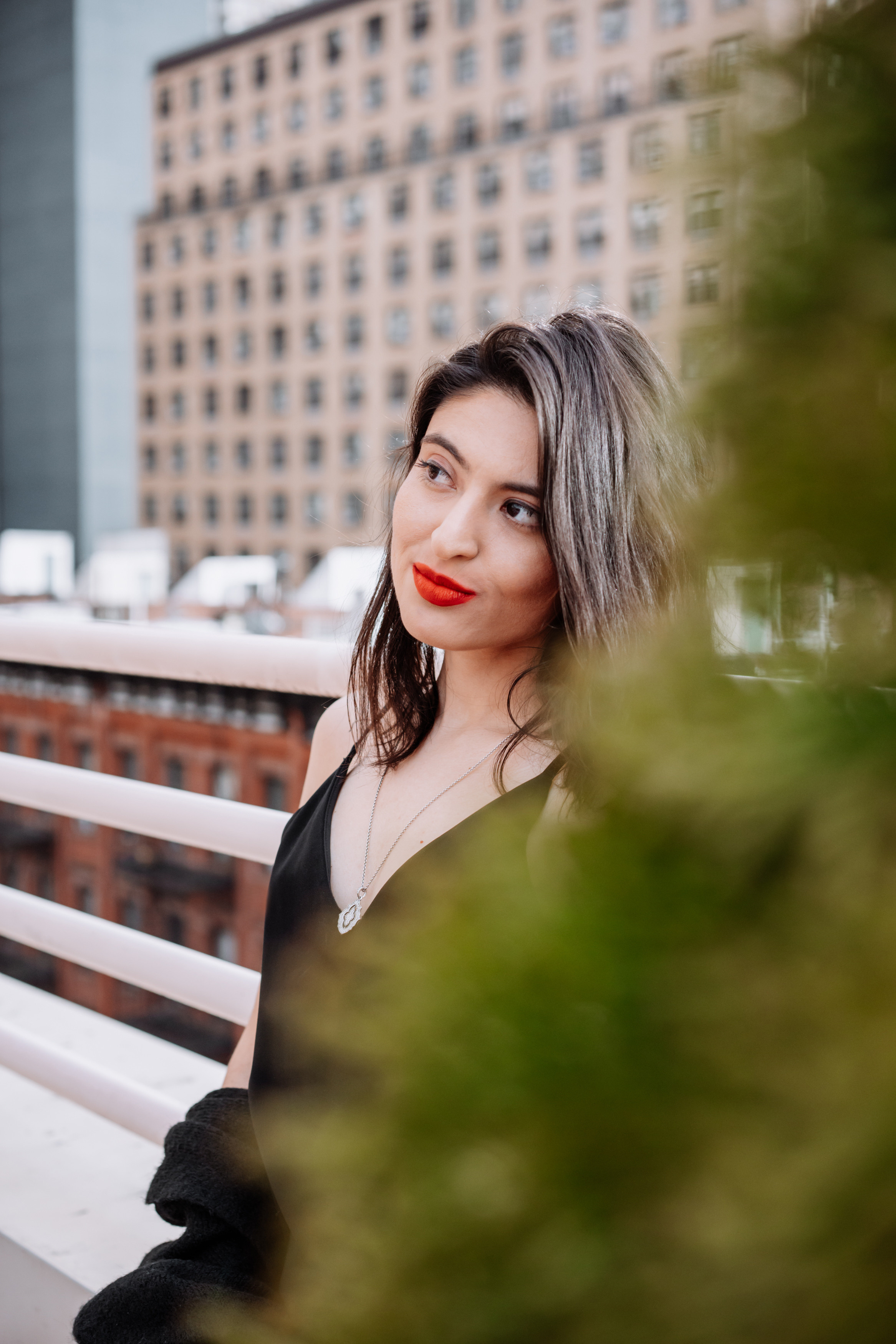 Classic photo session on the roof top. Portrait and wedding photographer in New York