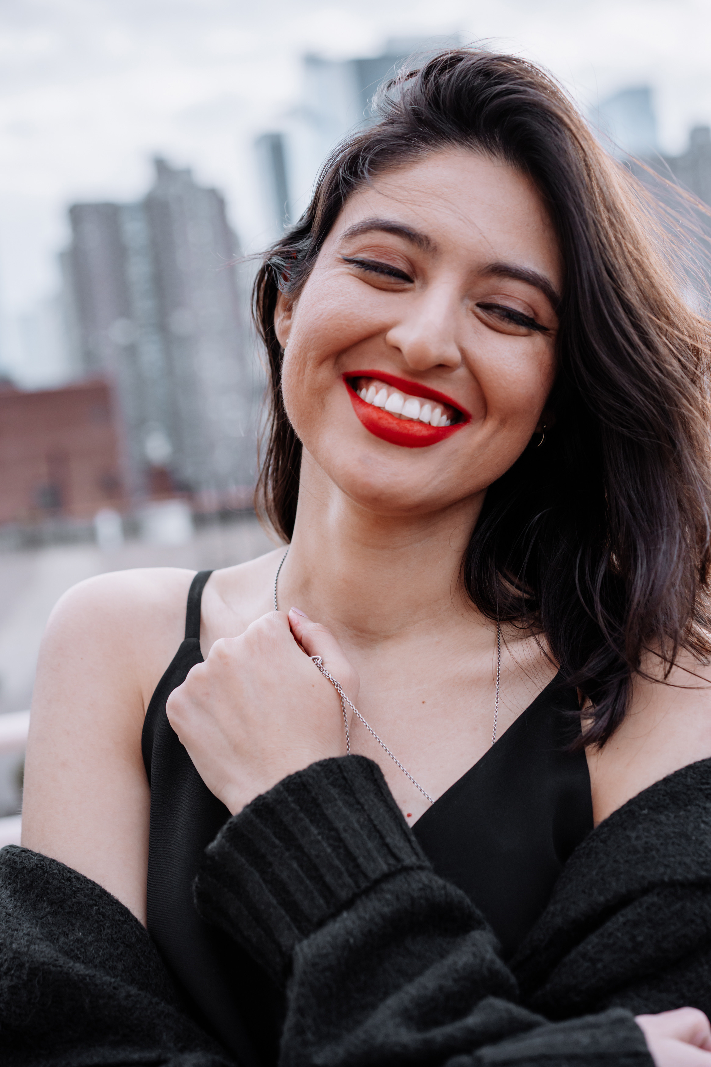 Classic photo session on the roof top. Portrait and wedding photographer in New York