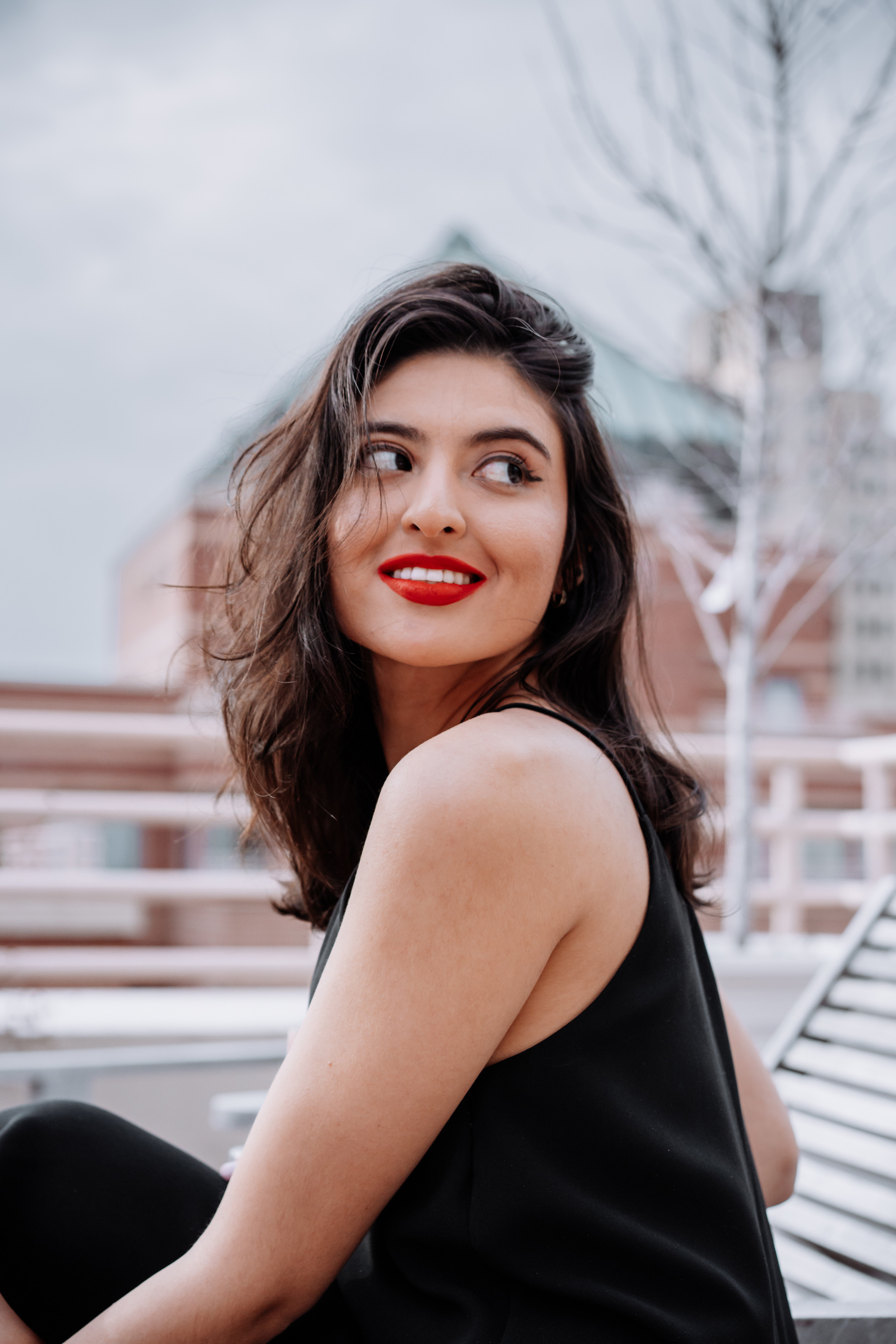 Classic photo session on the roof top. Portrait and wedding photographer in New York