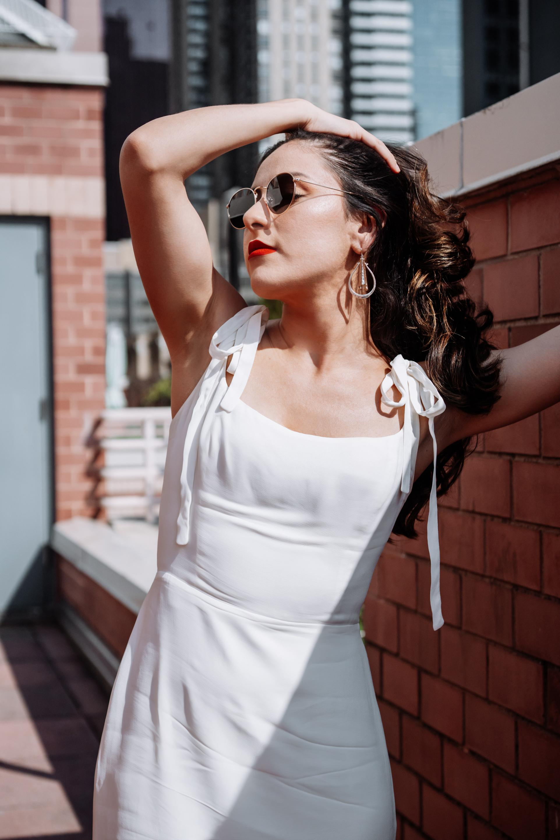 Photo shoot on the roof. Portrait and wedding photographer in New York