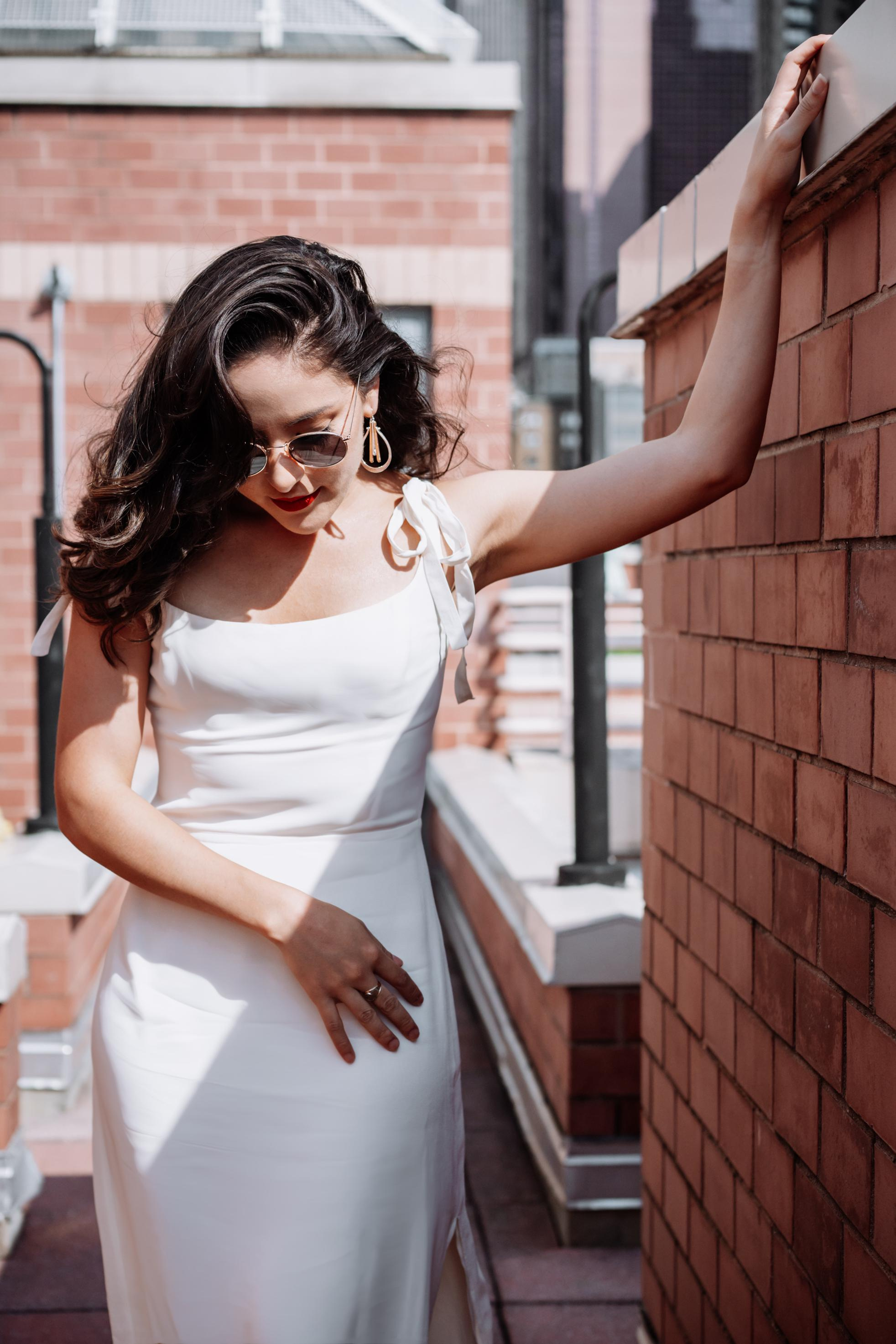 Photo shoot on the roof. Portrait and wedding photographer in New York