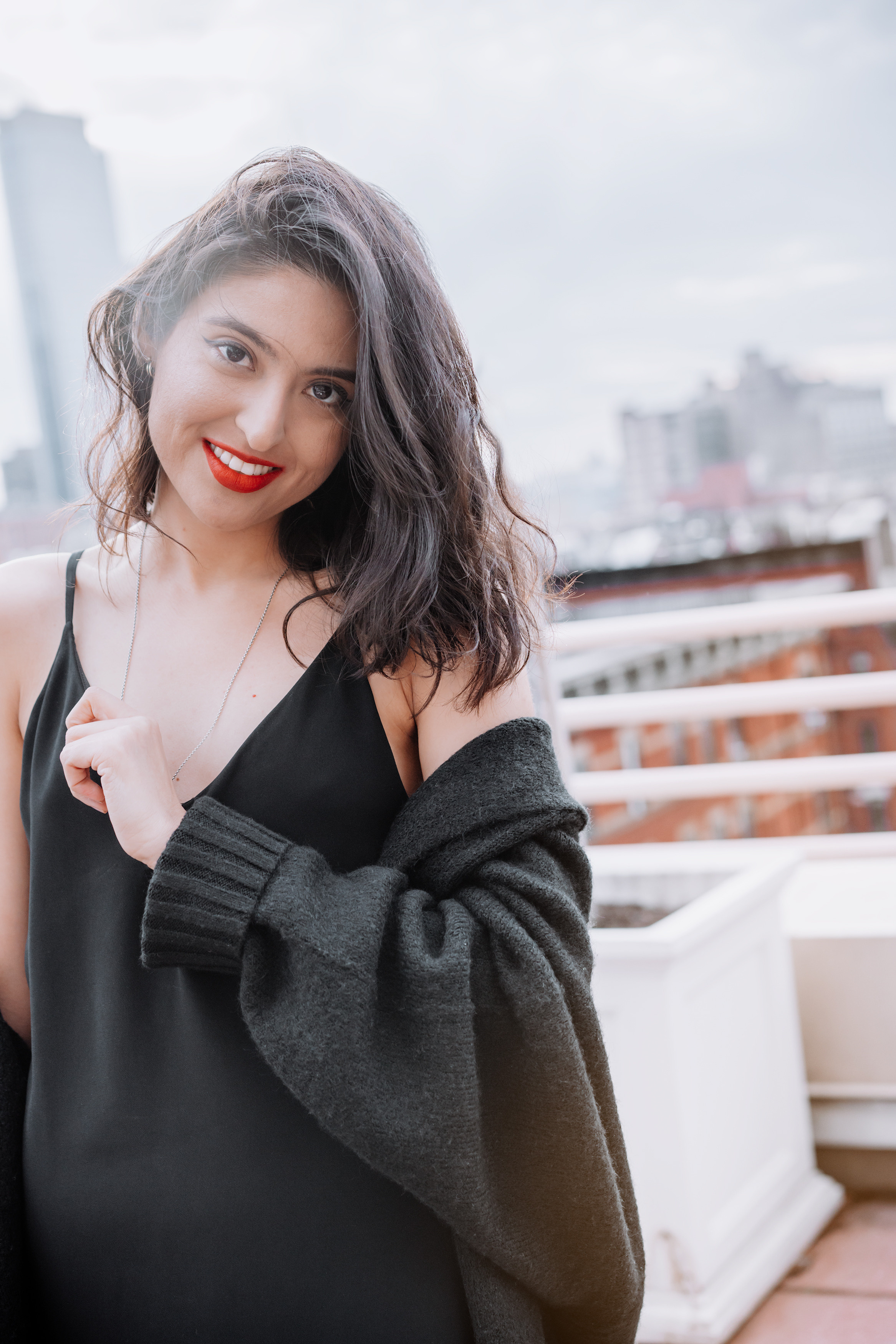 Classic photo session on the roof top. Portrait and wedding photographer in New York