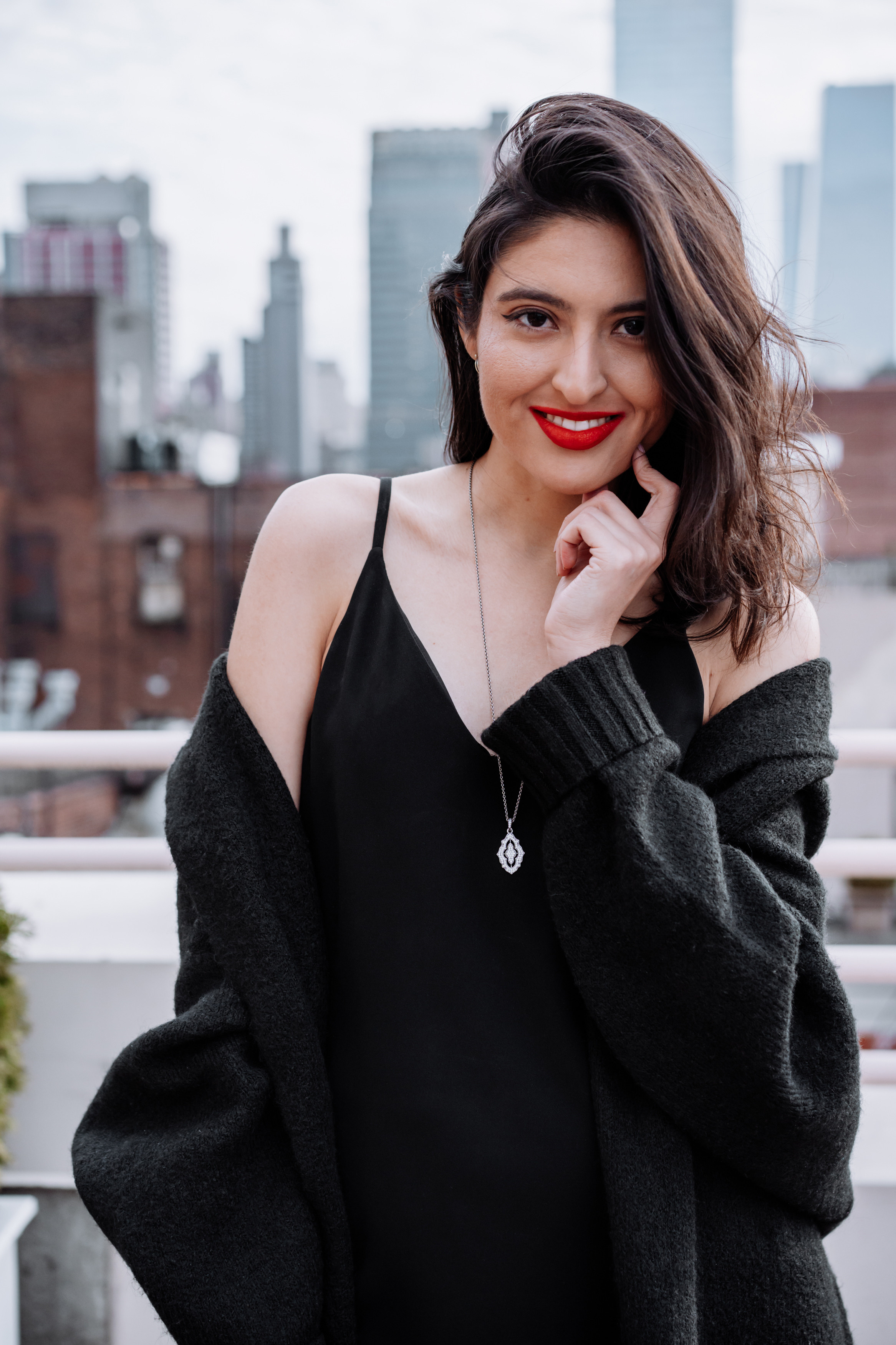Classic photo session on the roof top. Portrait and wedding photographer in New York