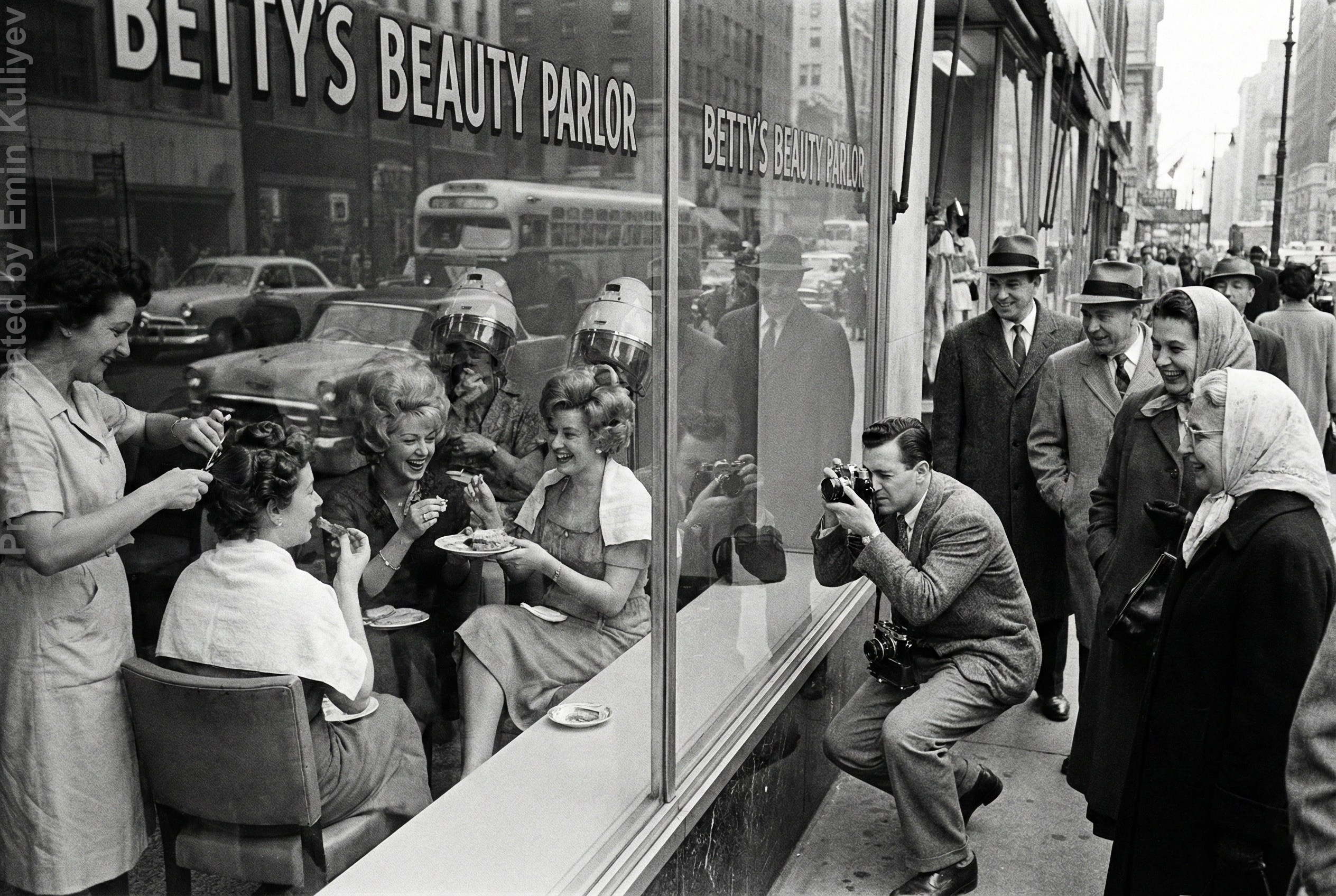 AI 1950s photo style test, vintage film look, realistic AI photography, retro image generation, learn my prompts in online class. Emin Kuliyev — Award-Winning Wedding Photojournalist NYC & USA | Best Wedding Photographer Known for Candid, Timeless Moments