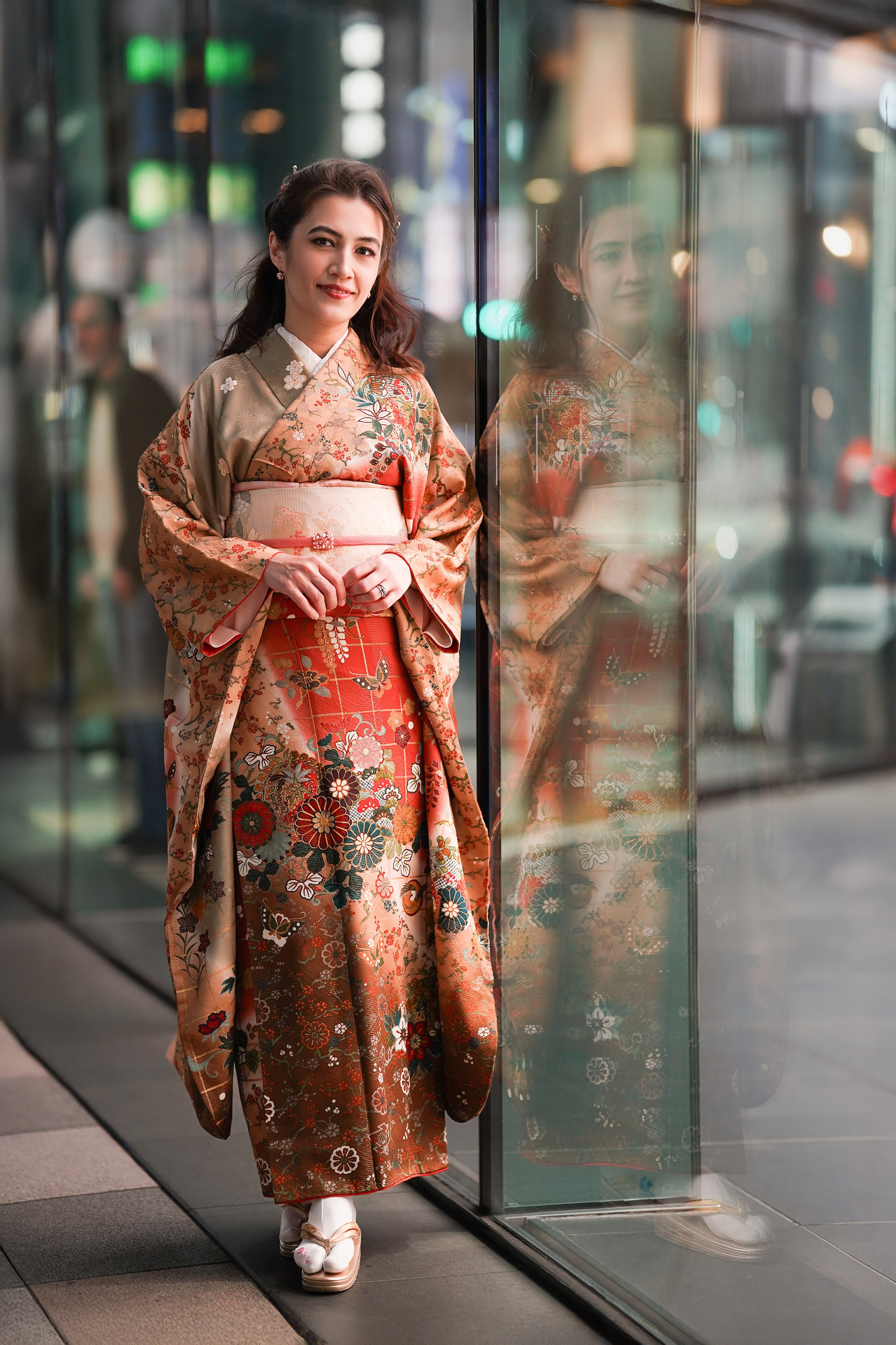 Вечерняя съёмка в Кимоно в Токио. Фотограф в Токио Япония