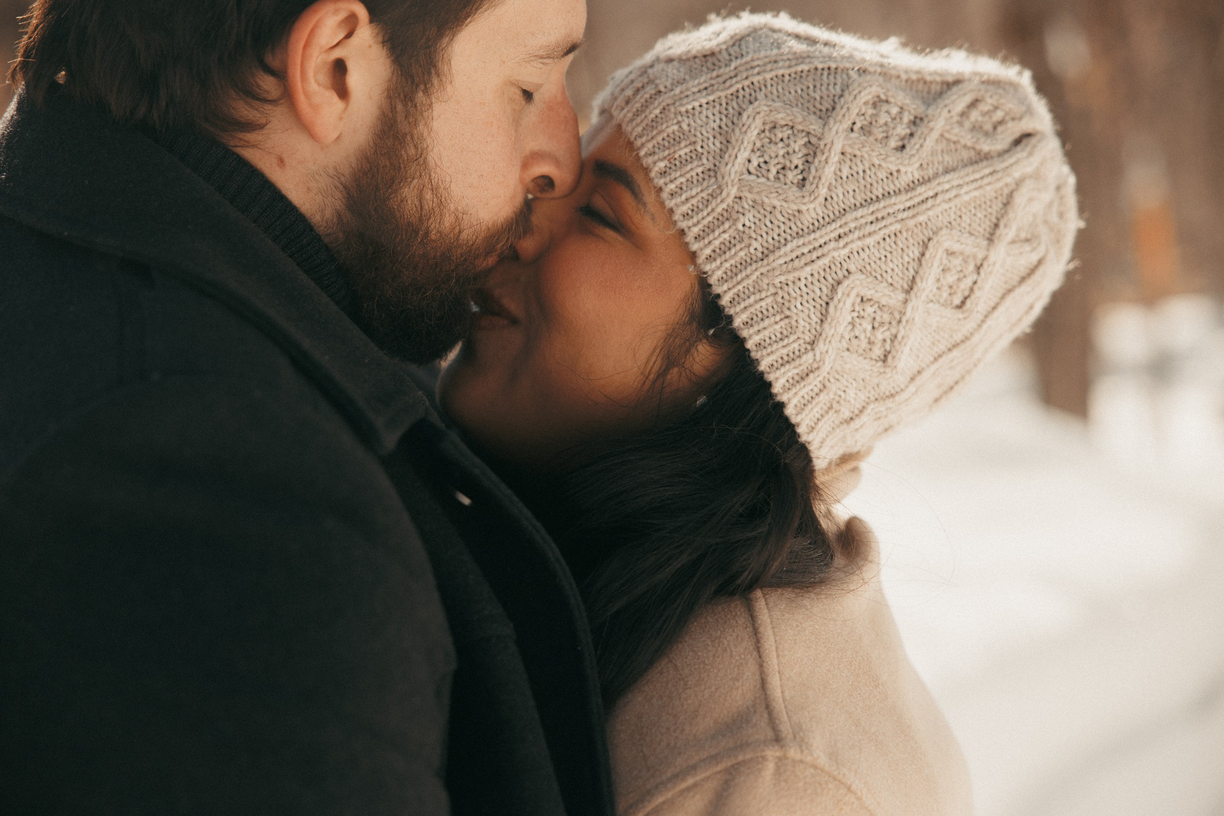 Romantic winter maternity portrait in West Island