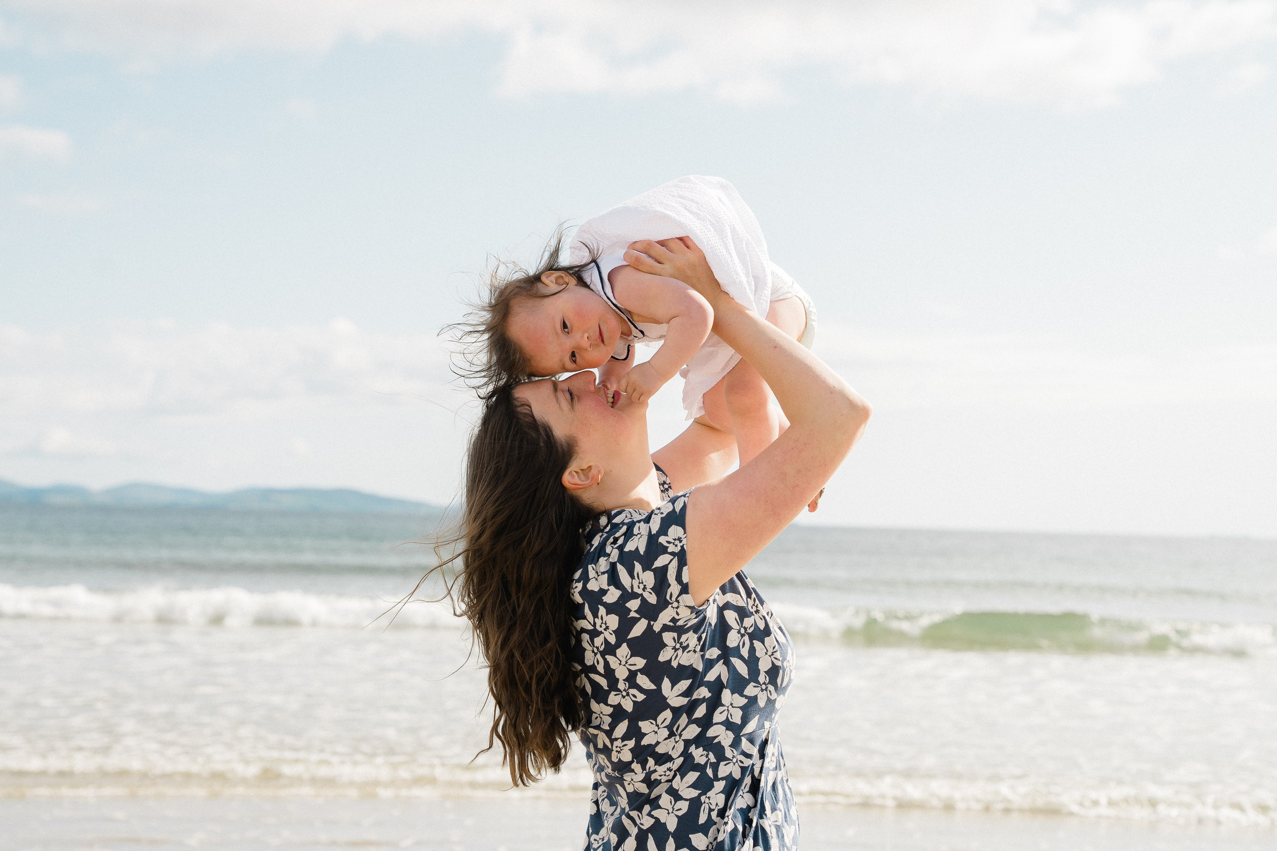 Darya and Mia at the ocean. Wedding and family photographer Ireland