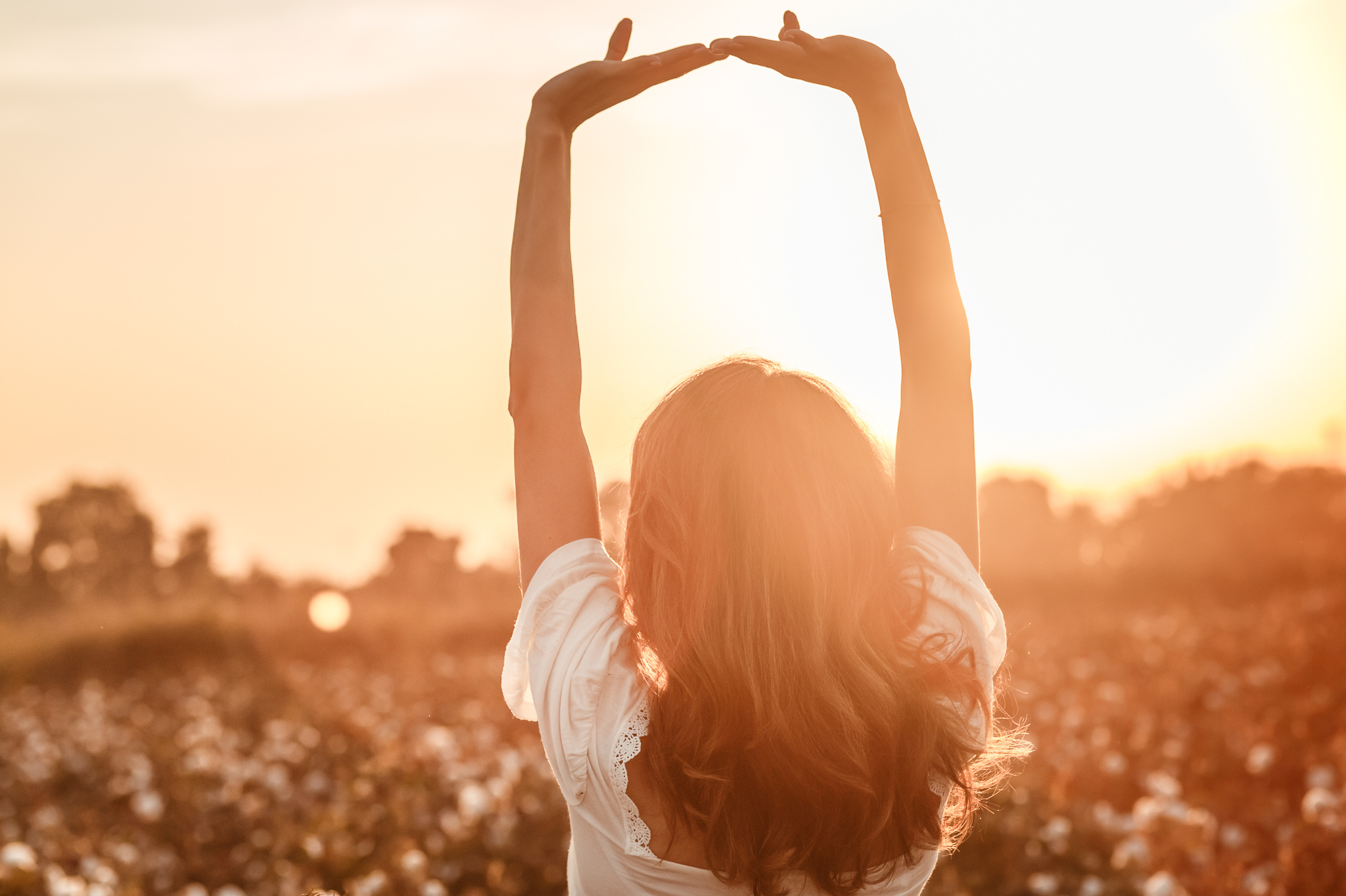 Photo session of Firuza in a cotton field