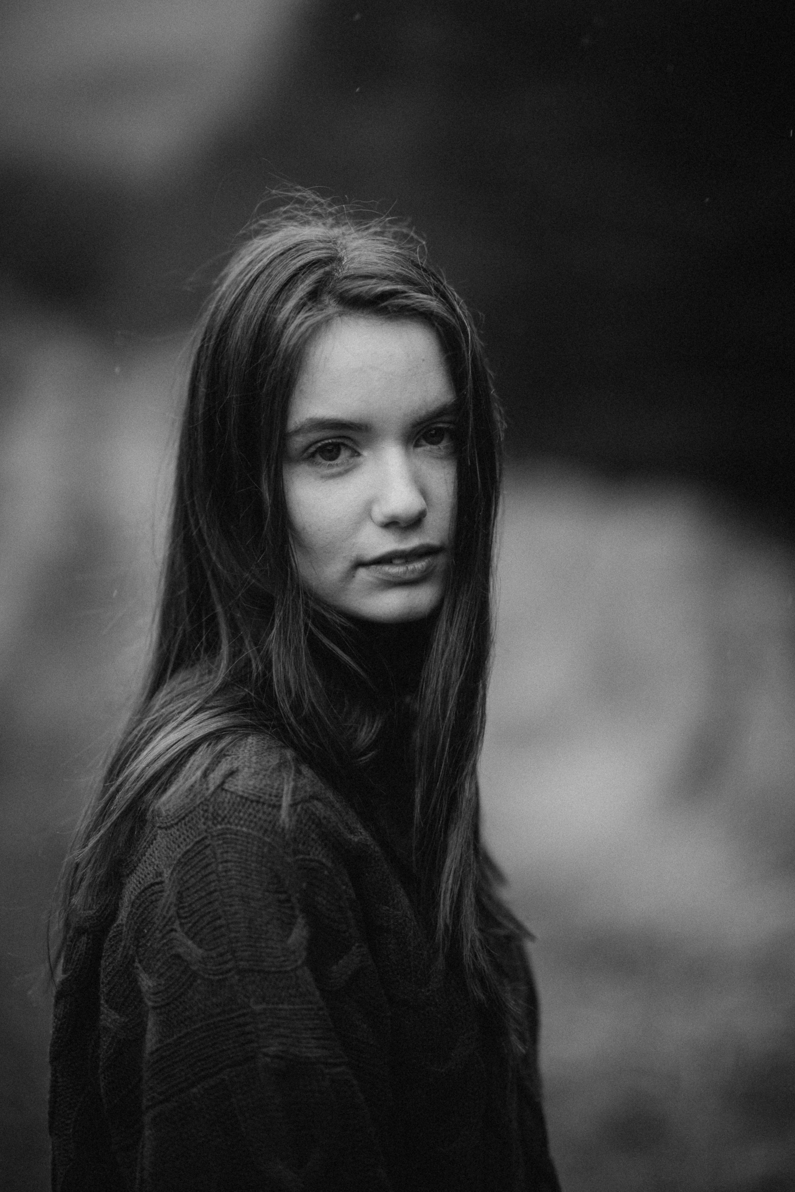 female portrait black and white