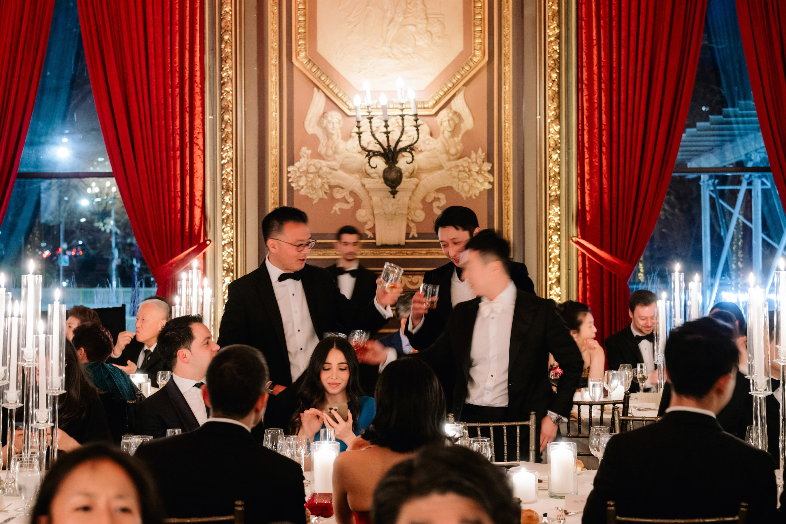 a group of people sitting at a table