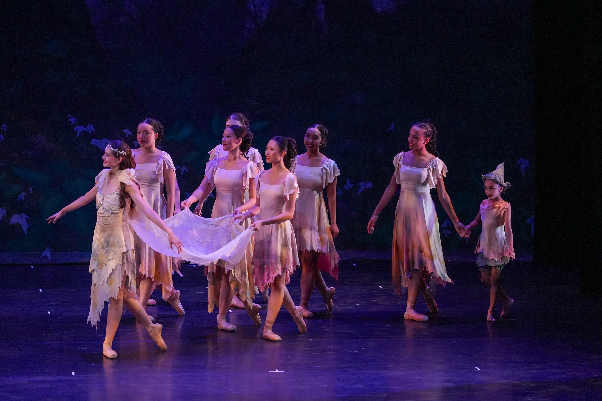 Titania, her fairies, and the Changeling Boy in A Midsummer Night’s Dream by Santa Clarita Ballet Company.