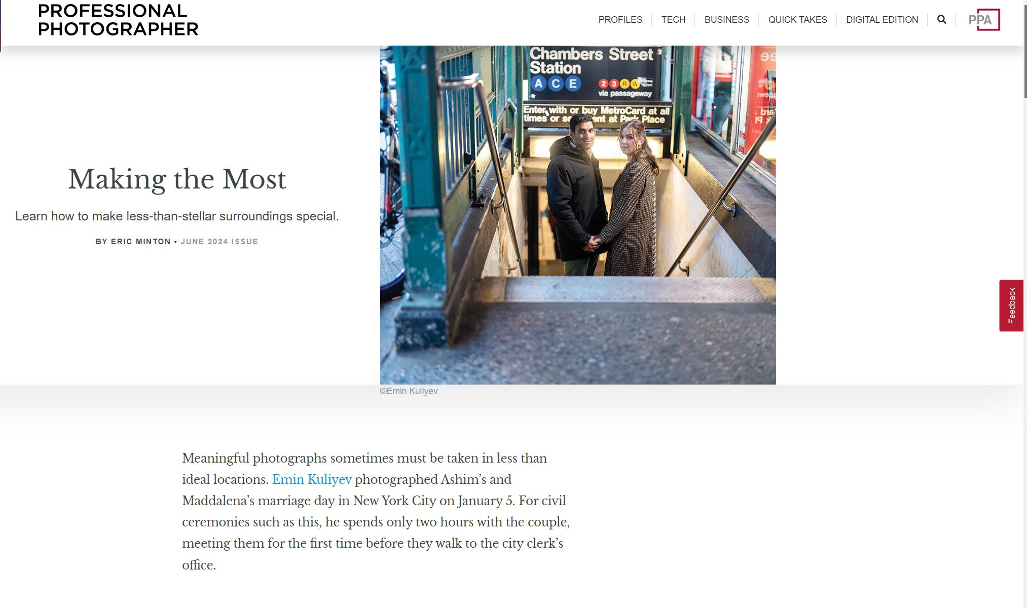 Two short articles about me in the latest issue of  (PPA) magazine. Emin Kuliyev — Award-Winning Wedding Photojournalist NYC & USA | Best Wedding Photographer Known for Candid, Timeless Moments