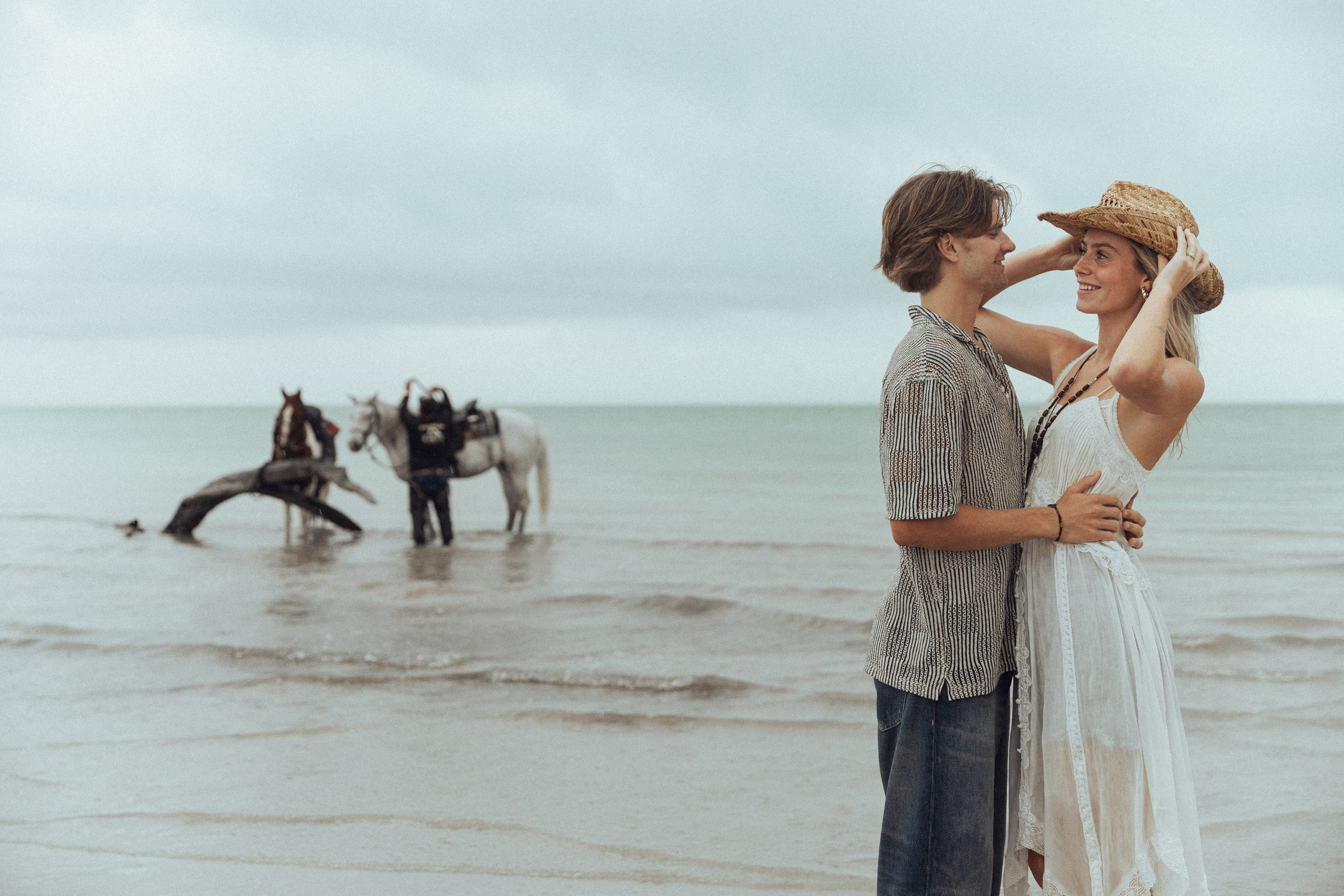 Sunset Horseback Couples Shoot on the Beach in Miami