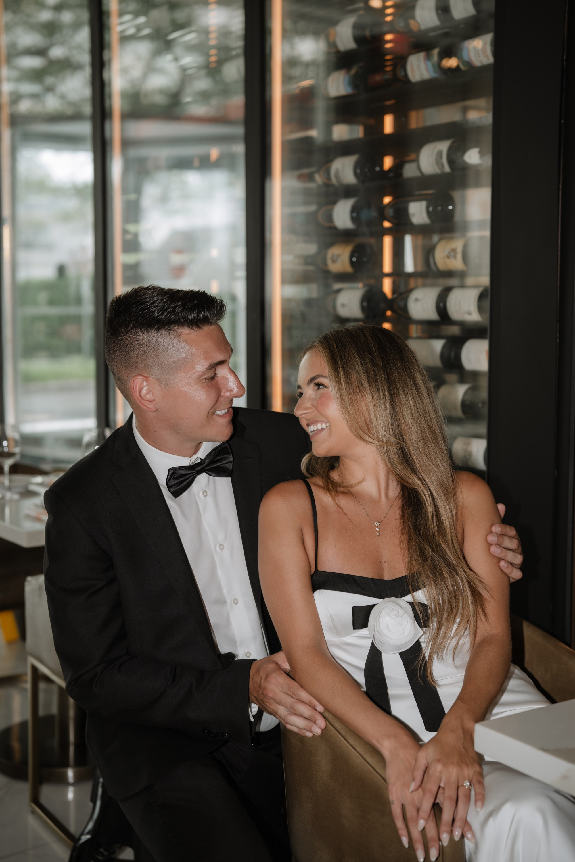 Engagement photo shoot at the hotel. Portrait and wedding photographer in New York