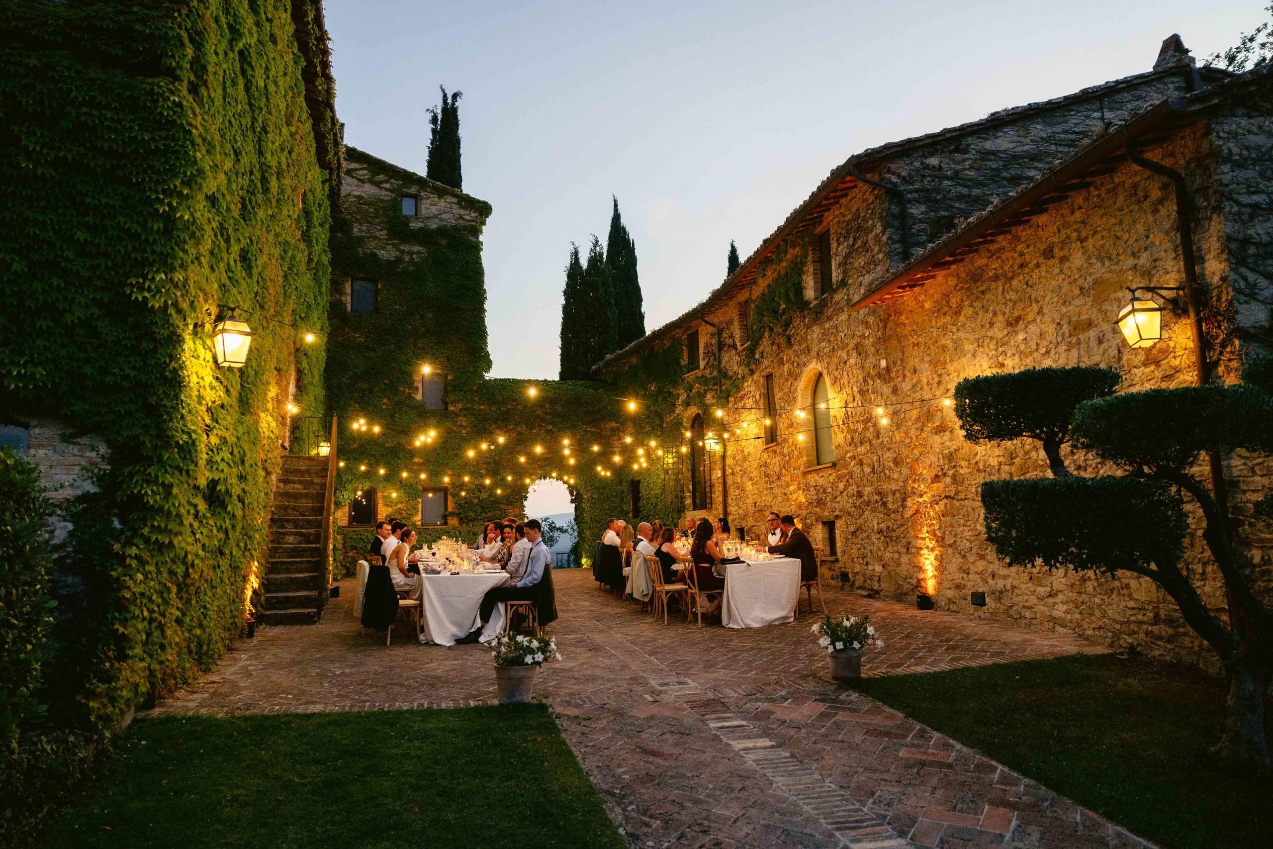 Reception dinner at Borgo Bastia Creti, a wedding venue in Tuscany Umbria