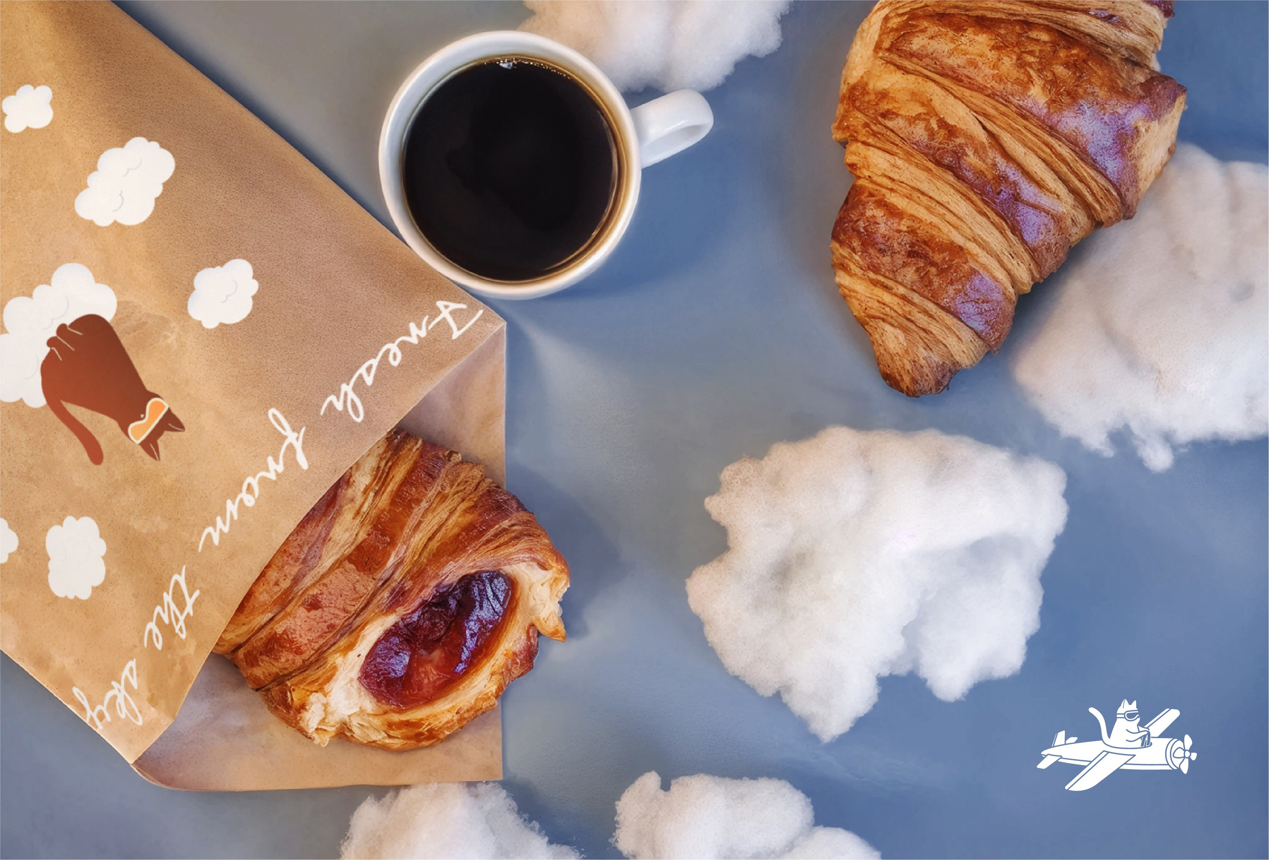 Aircraft Cloud Cafe. Helen Reveur | Illustrator & Brand Designer | Ready-Made & Custom Illustrations