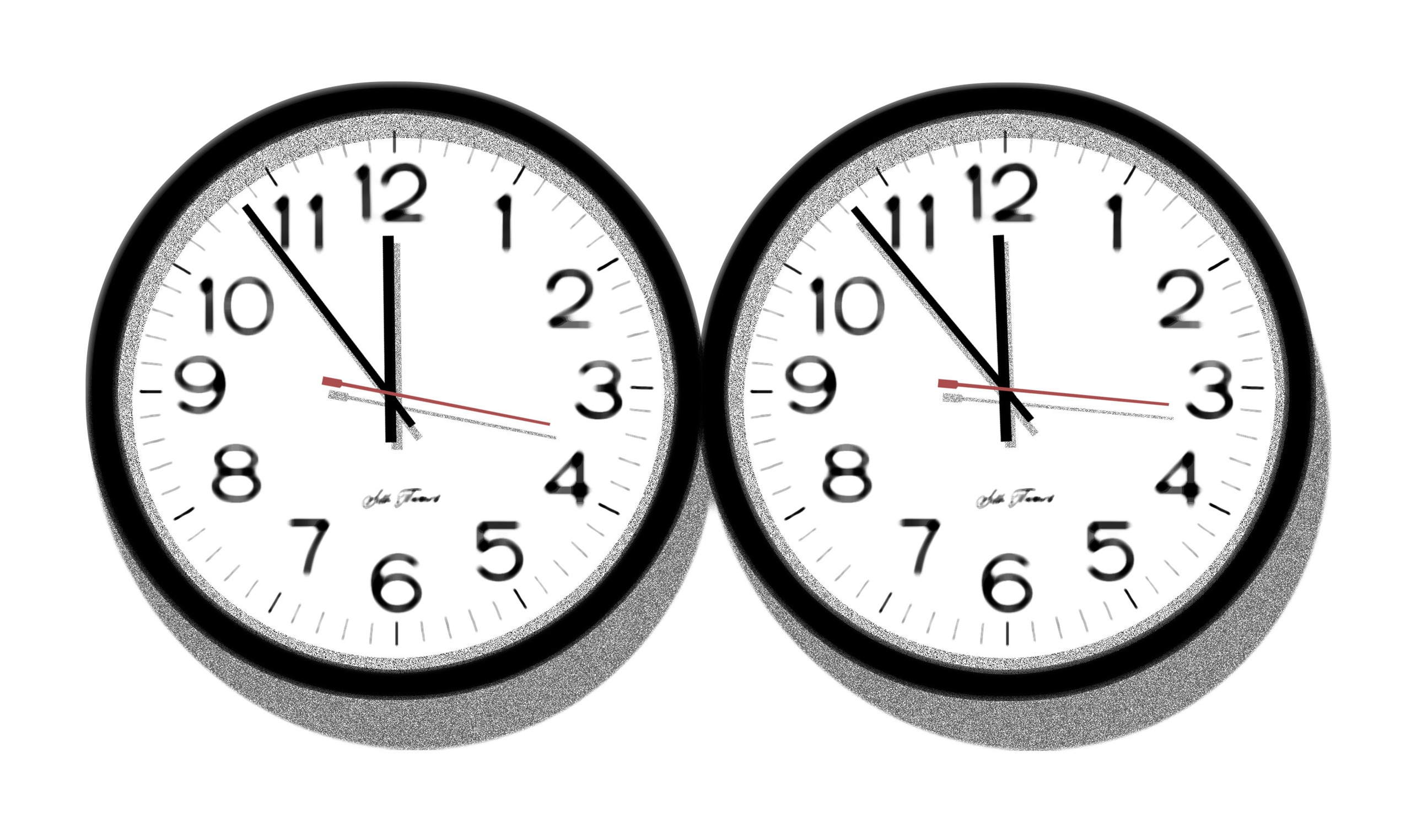 Феликс Гонсалес-Торрес, Untitled (Perfect Lovers) 1991: два одинаковых настенных часов касаются друг друга, идут синхронно, но со временем рассинхронизируются и останавливаются — метафора любви и утраты