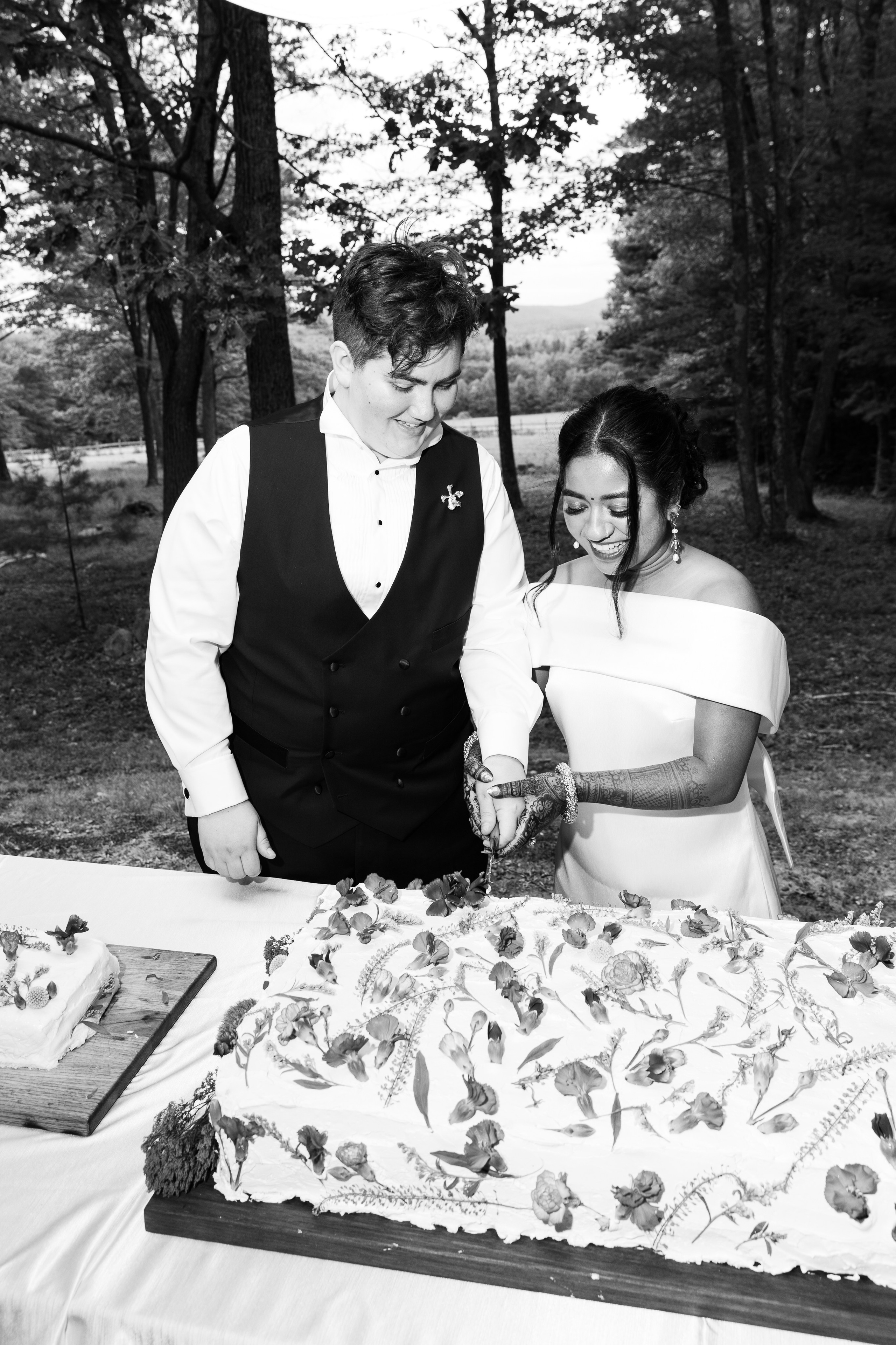 Two-Bride Multicultural Wedding in New Hampshire | Haldi & Nikah