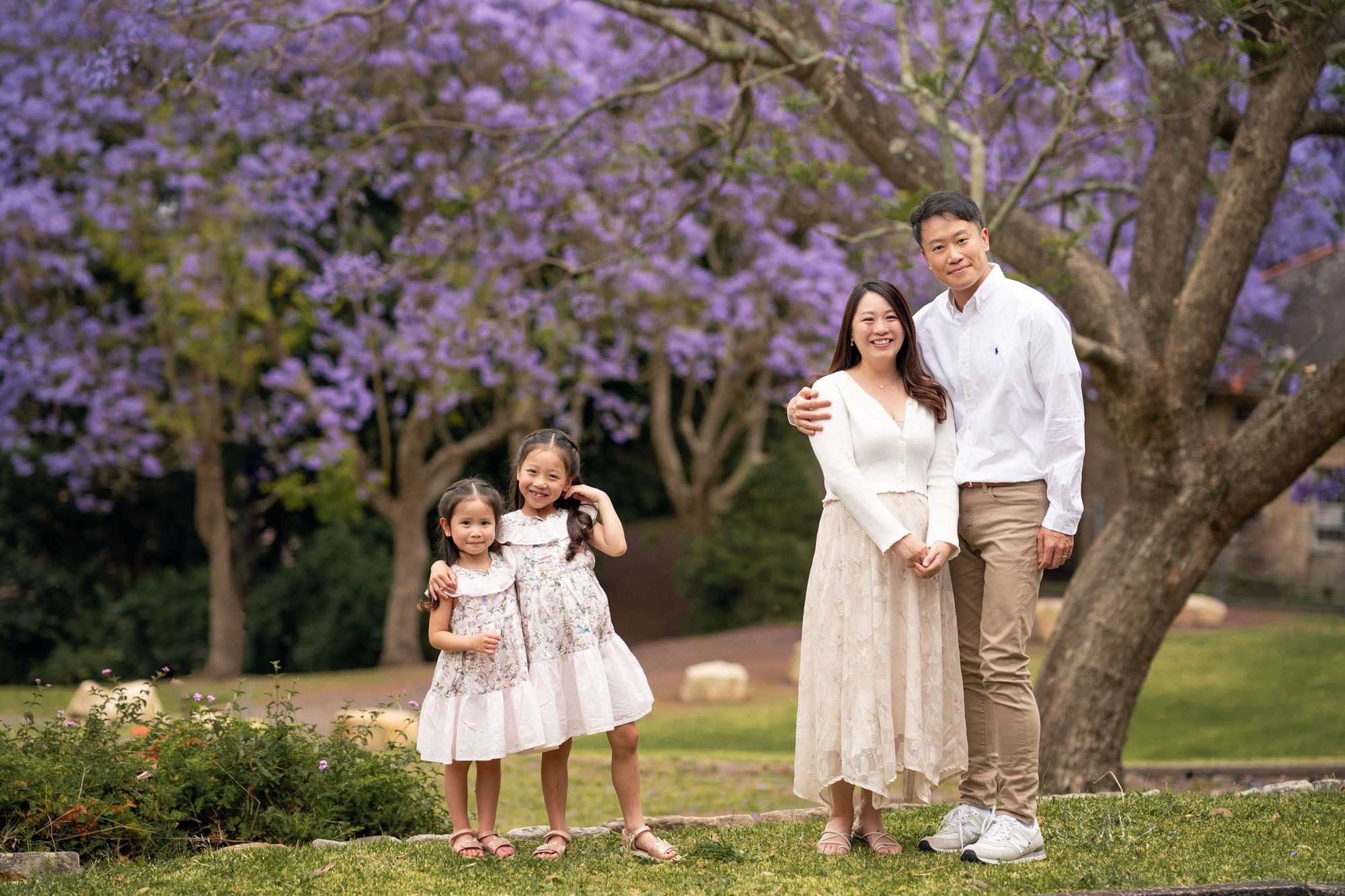 Jacaranda Photoshoot for a Family of Four!. Family and Maternity Photography in Sydney, Hills District