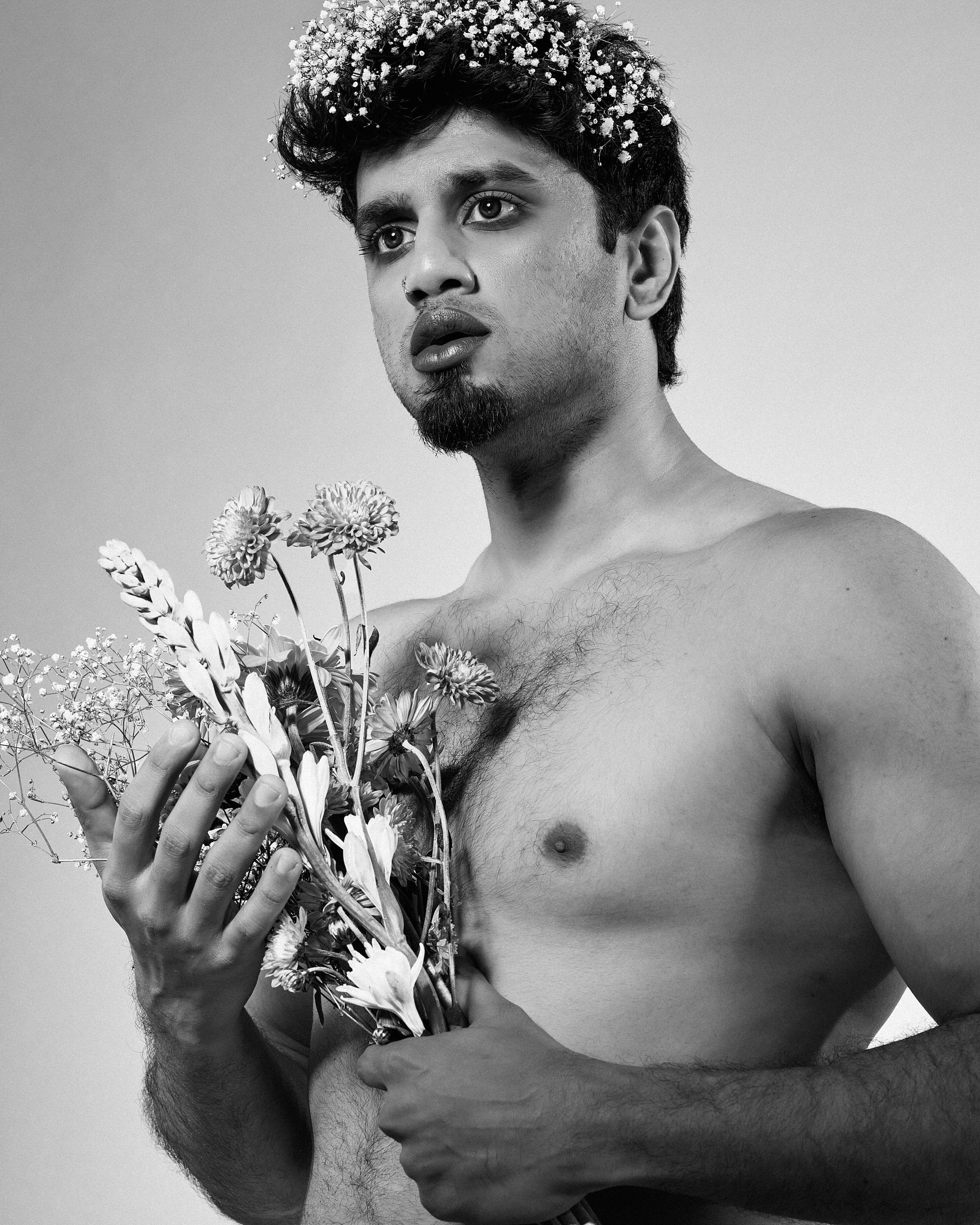 Black and White Male Portrait in Chennai