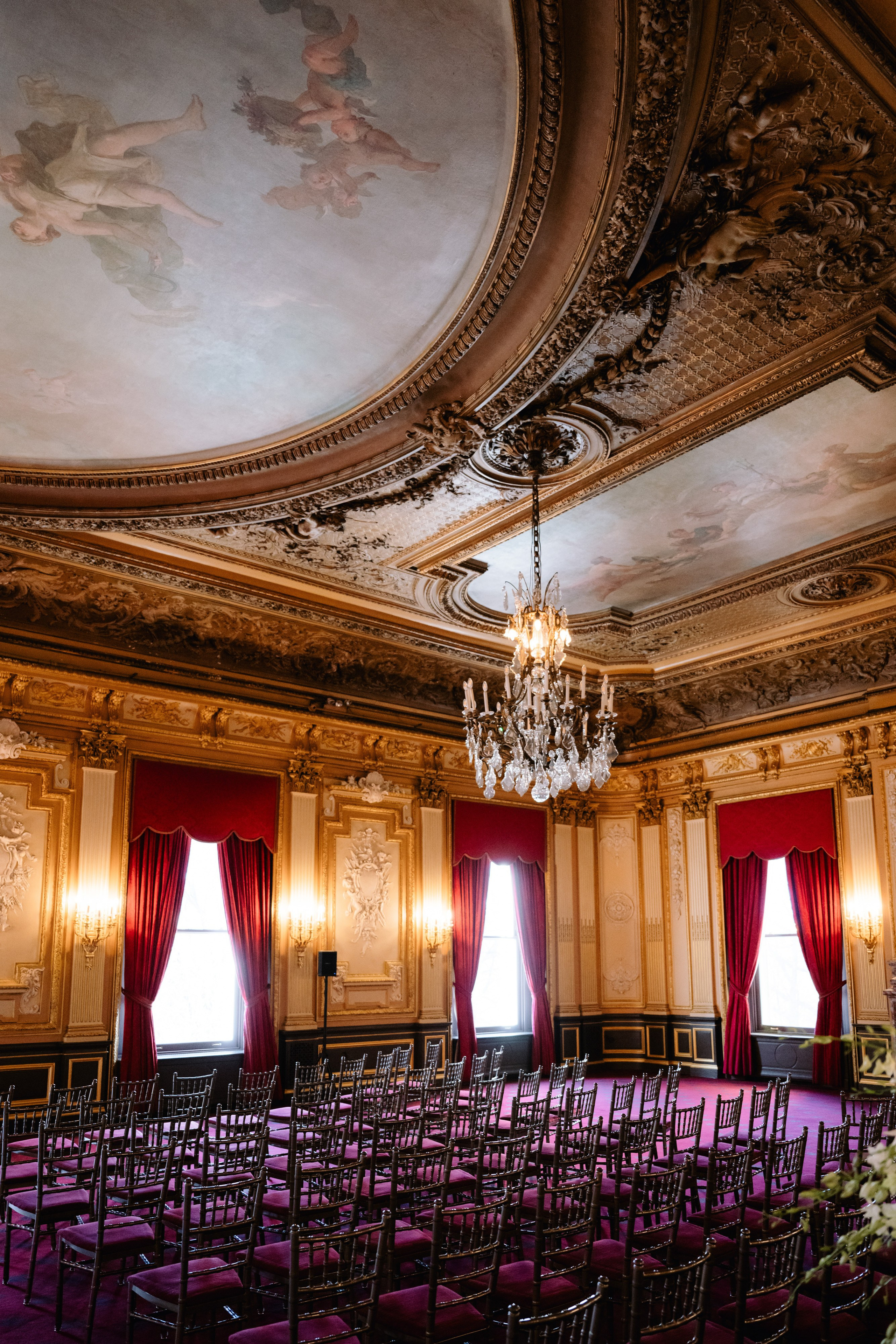 a room with a chandel and a chandel