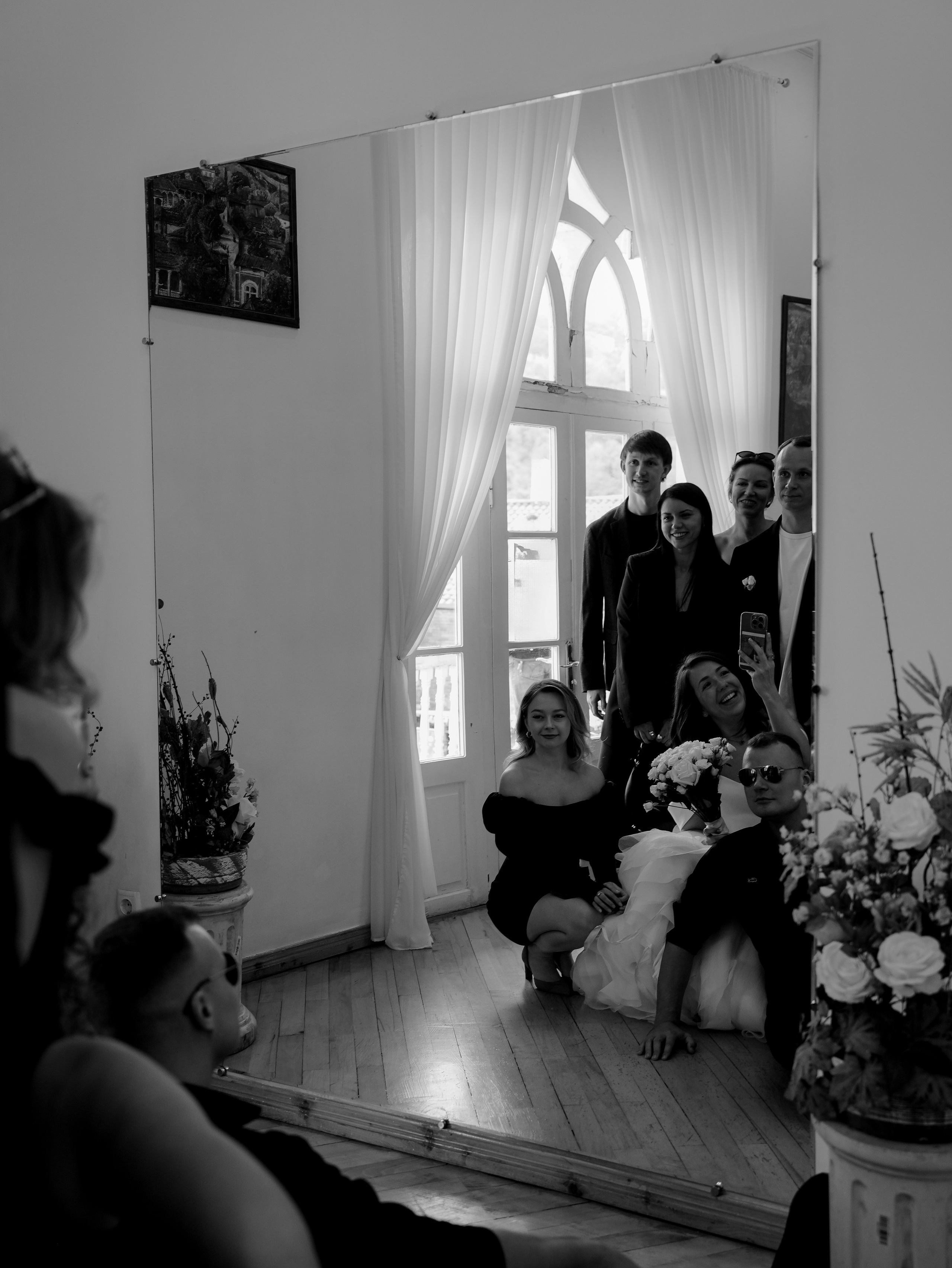 Indoor wedding ceremony with guests