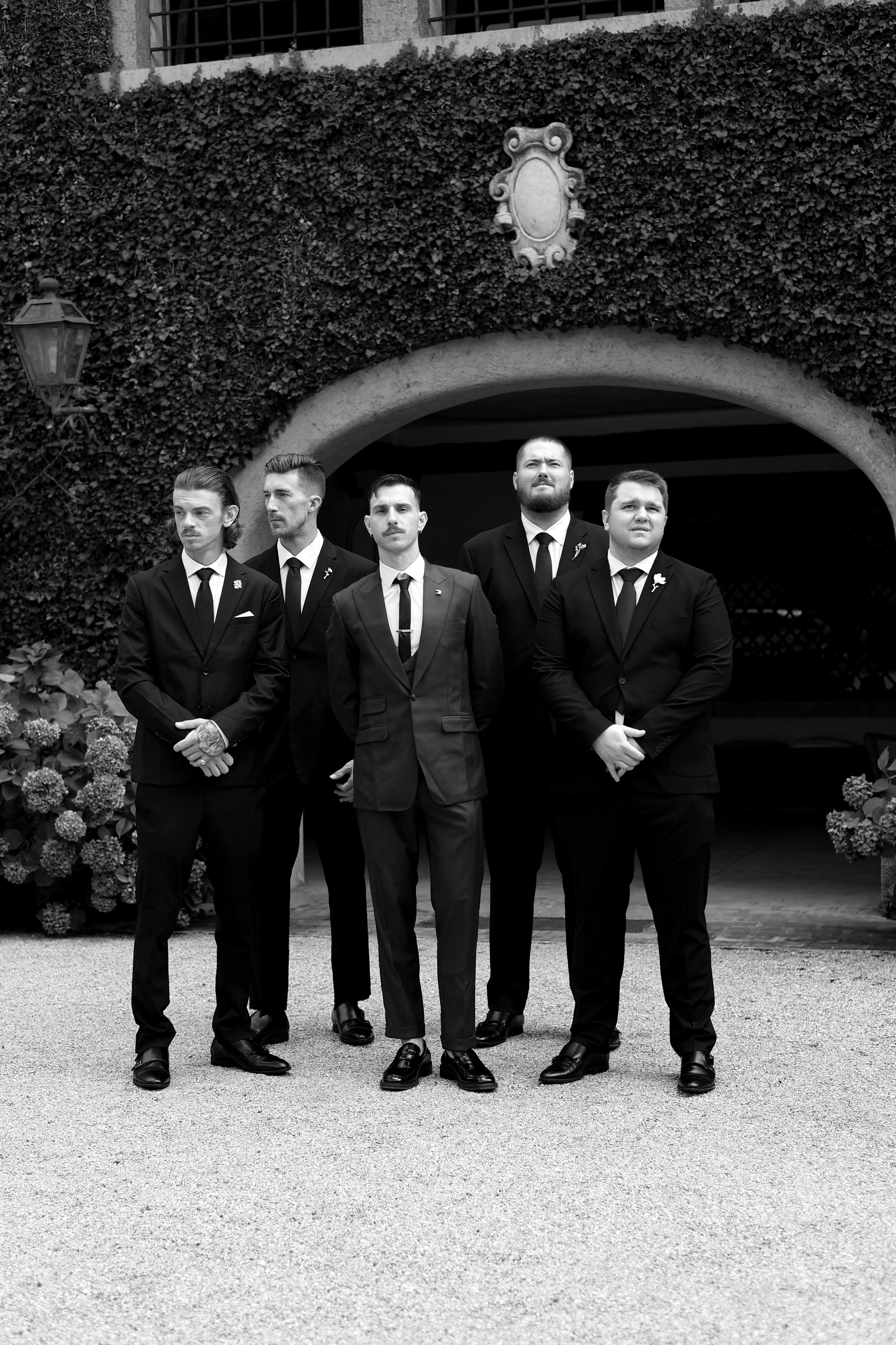 Emotional portrait of the groom before walking to the ceremony.