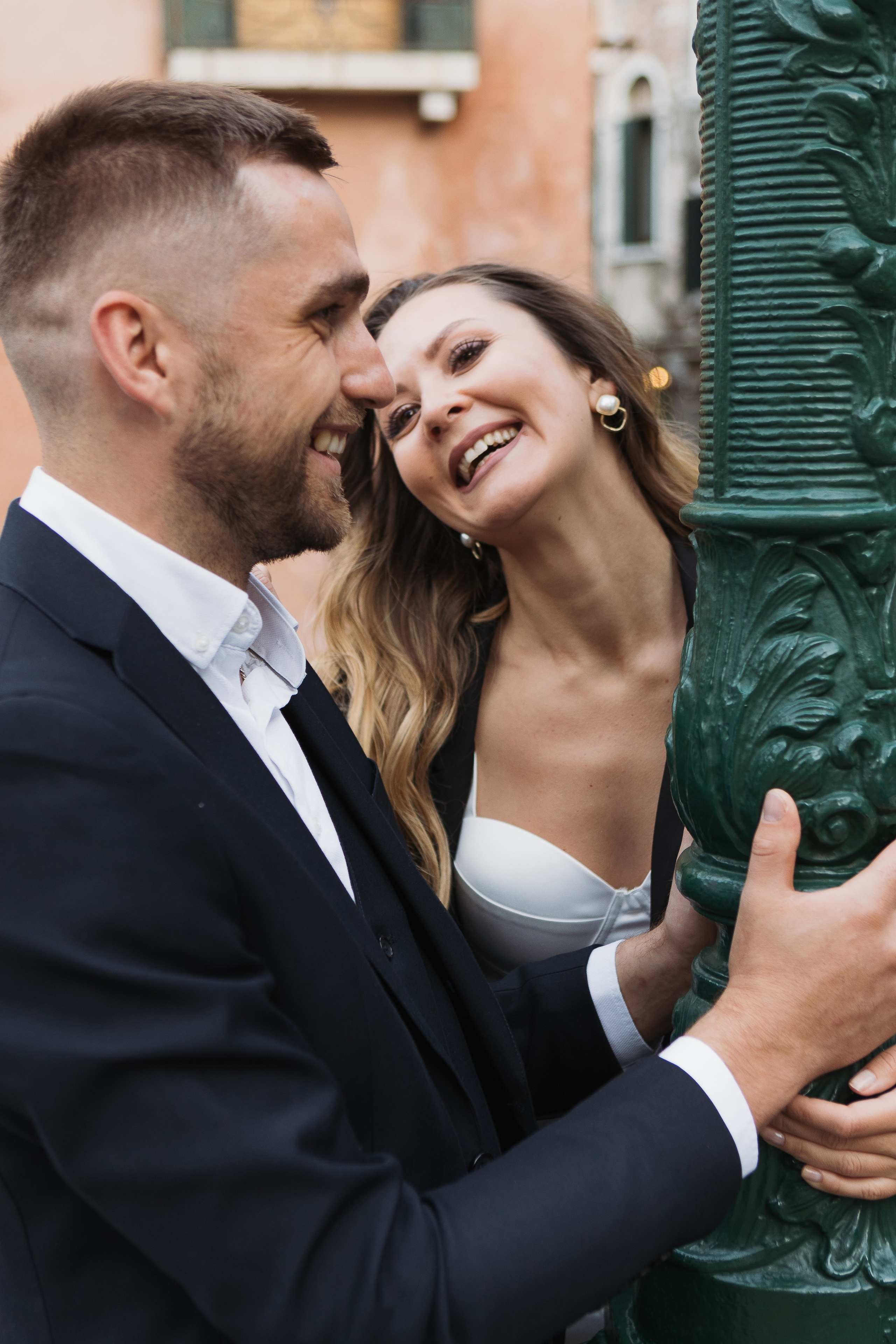 Love story in night Venice