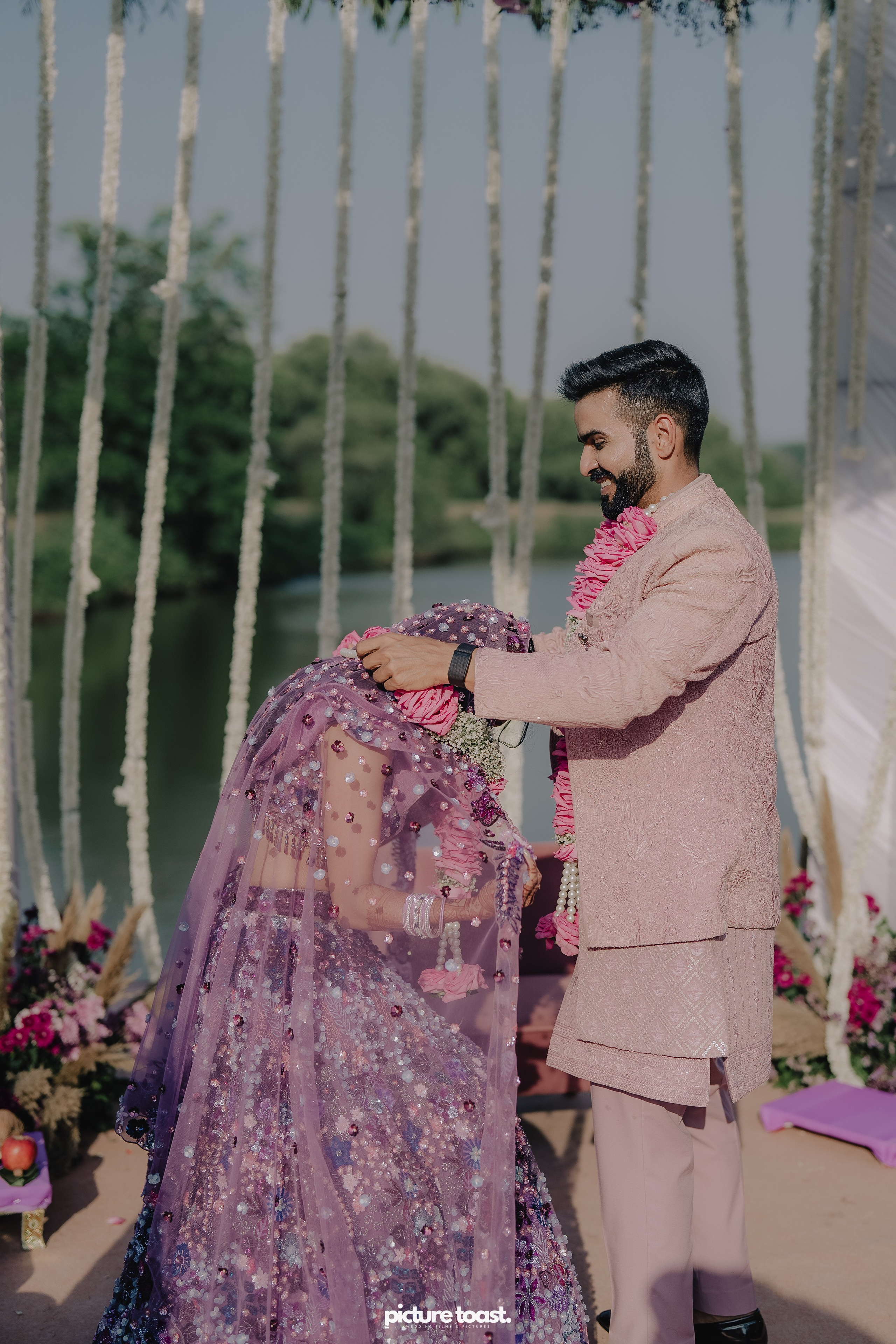 Varamala Ft. Barbie & Aneesh. Fine art Wedding Photographers in India & Canada