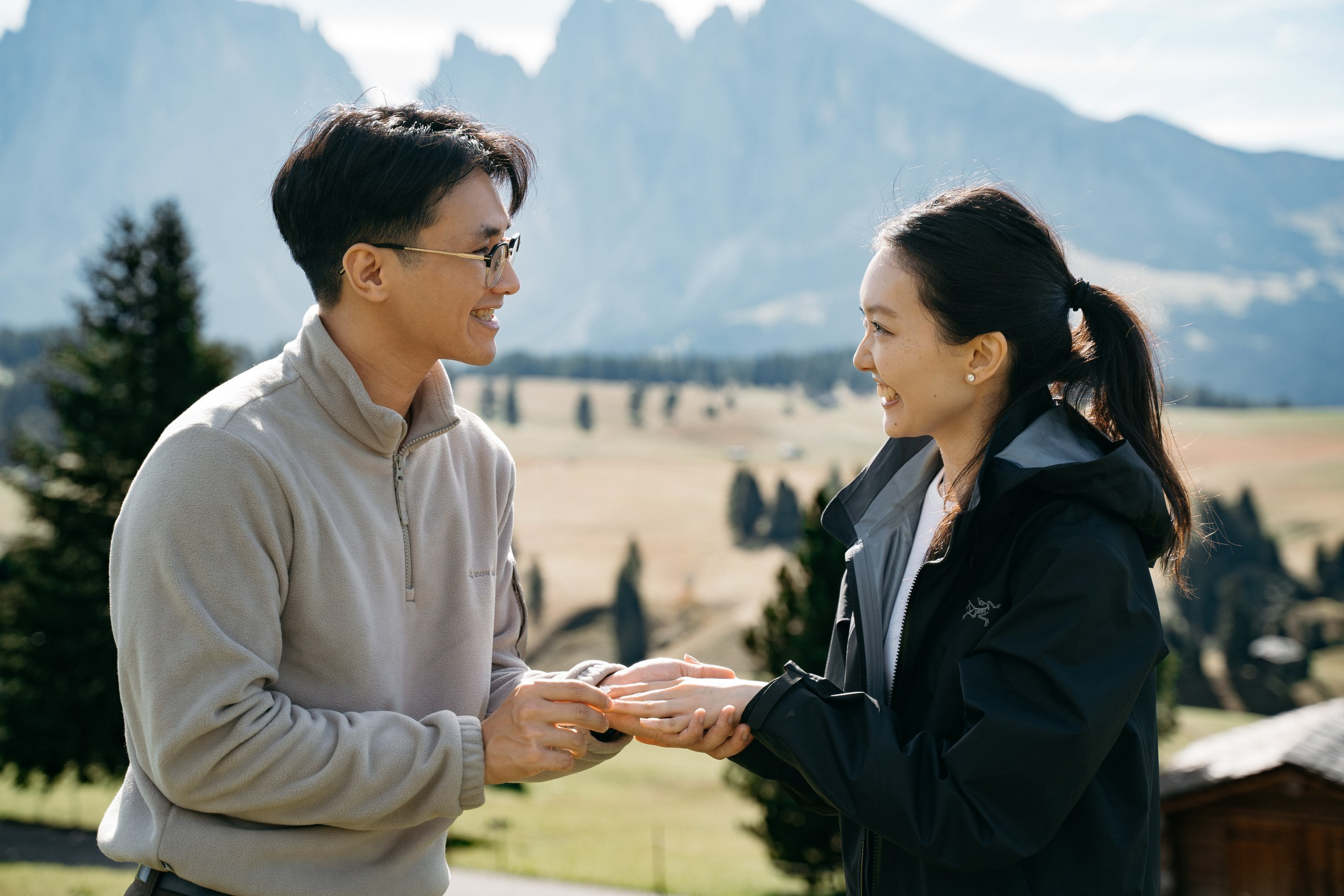 B & A (Alpe di Siusi, Dolomites, Italy). Marriage Proposal Photographer in Verona, Lake Garda and Dolomites| Diana Fedrigo
