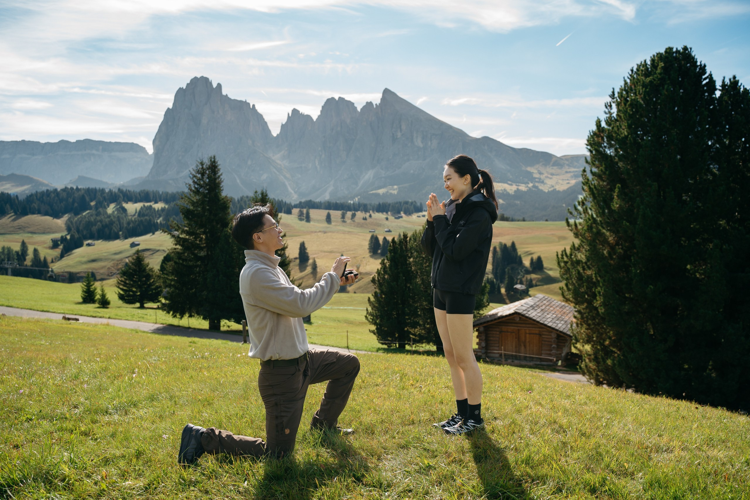 B & A (Alpe di Siusi, Dolomites, Italy). Marriage Proposal Photographer in Verona, Lake Garda and Dolomites| Diana Fedrigo