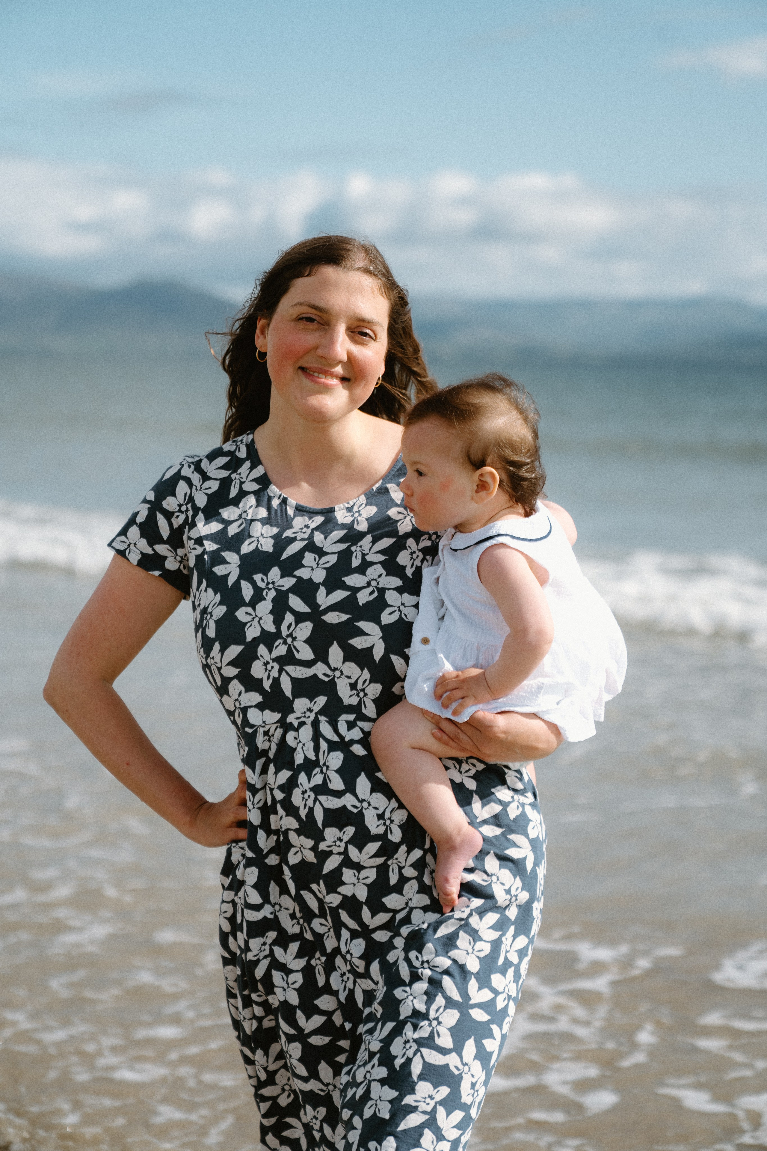 Darya and Mia at the ocean. Wedding and family photographer Ireland