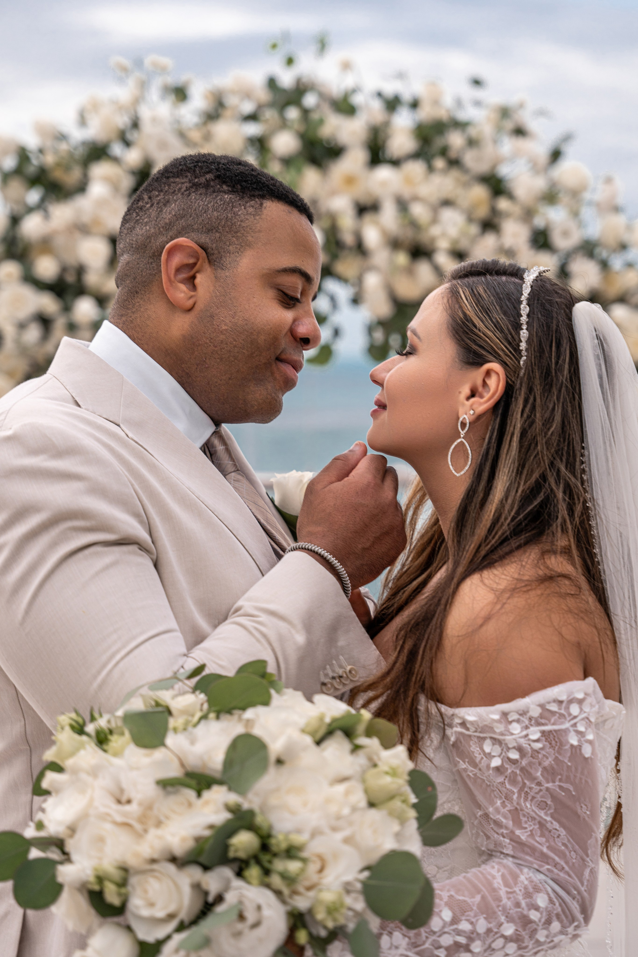 Luxury ceremony setup with sea view captured professionally