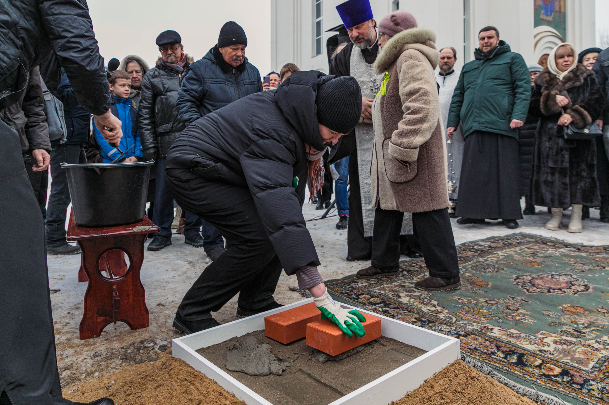 Церемония закладки первого кирпича в основание будущего фундамента музея блокады Ленинграда