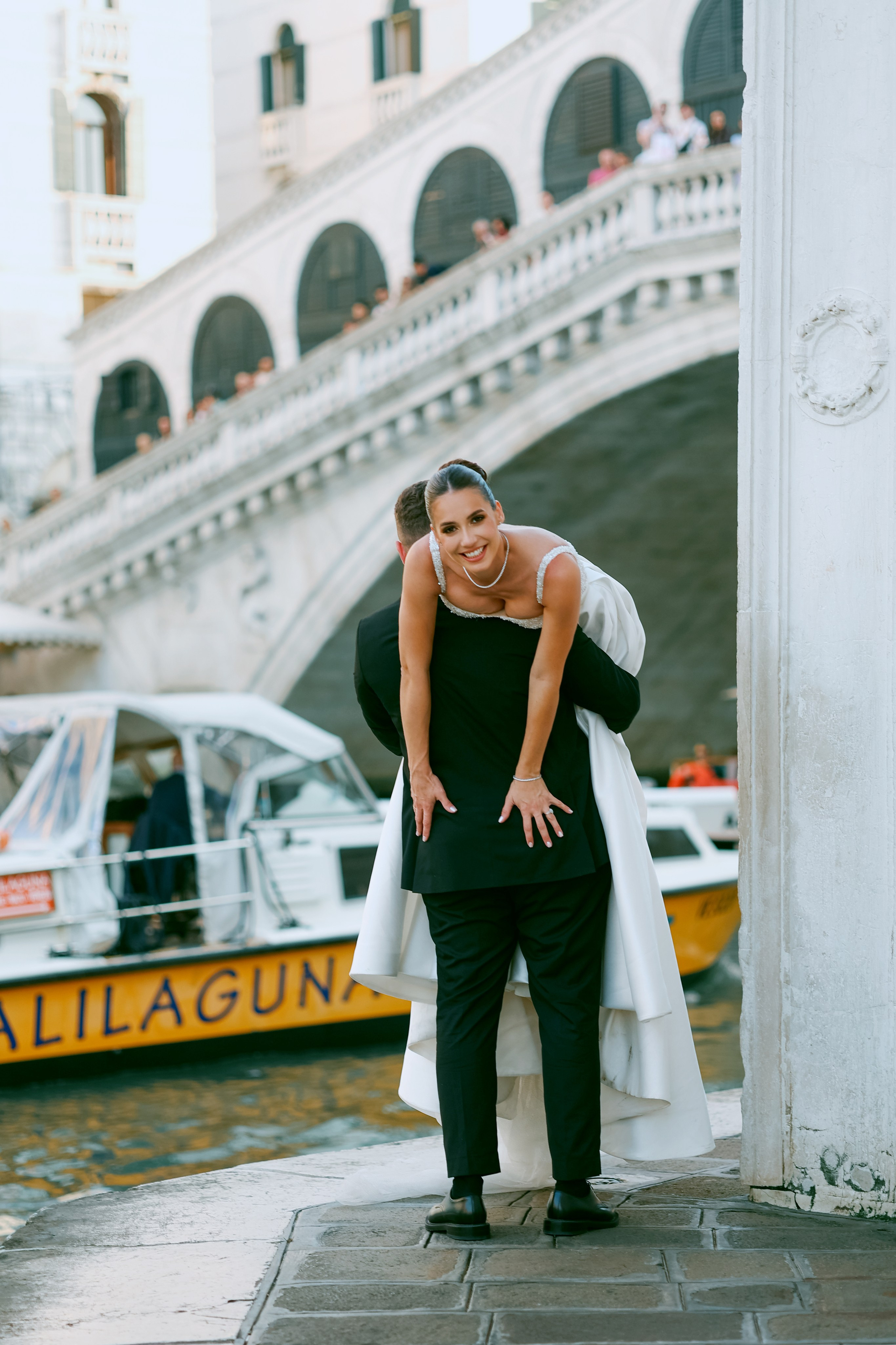 Funny wedding moment captured in Venice Italy