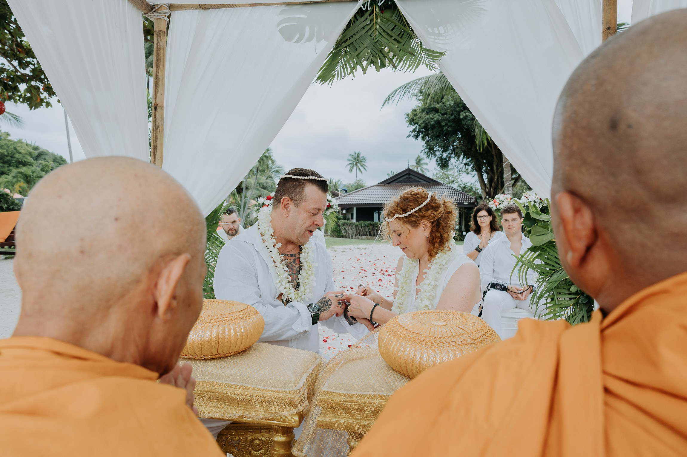 Simone & Matthias Peter. Buddhist blessing wedding Ceremony on Koh Samui, Thailand