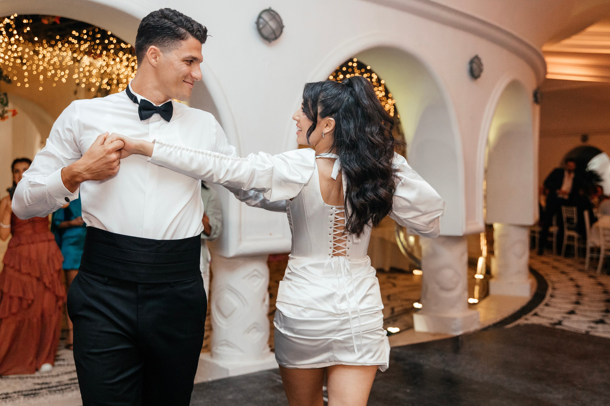 Bride and groom are dancing. Rhodes Greece