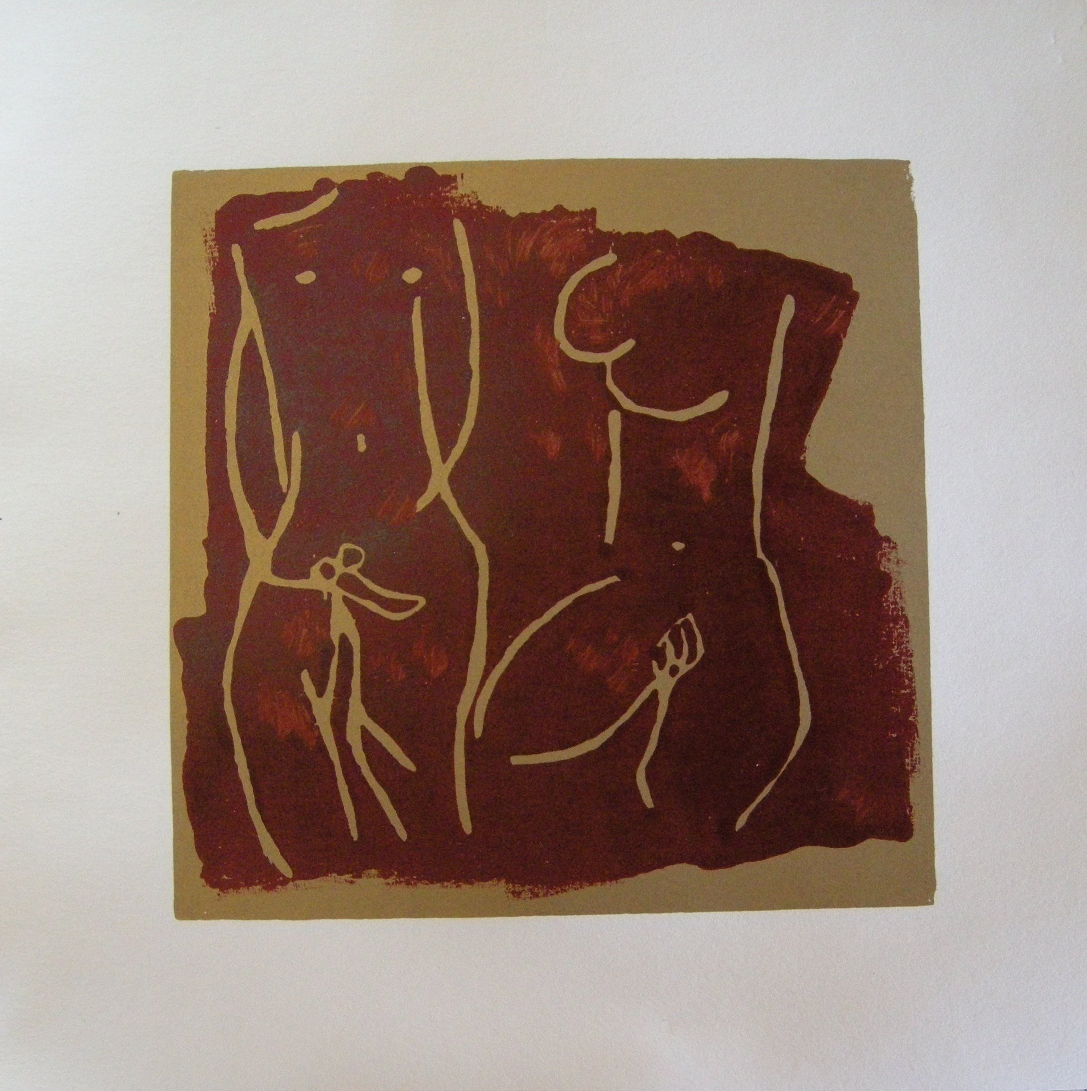Akt rot-gold 2025 - 20x20 auf Papier 30x30