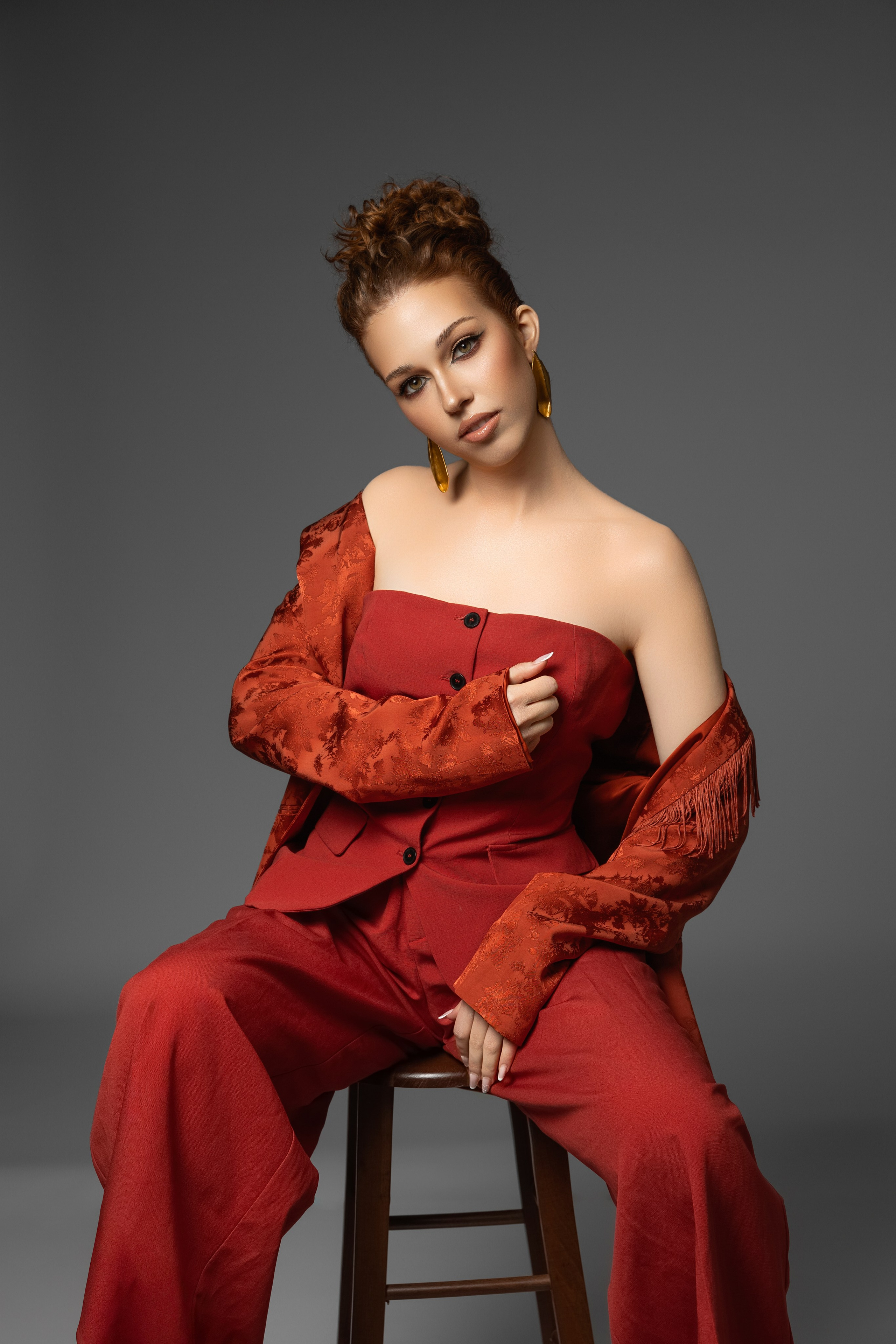 Fashion photoshoot beauty styling focused on elegance