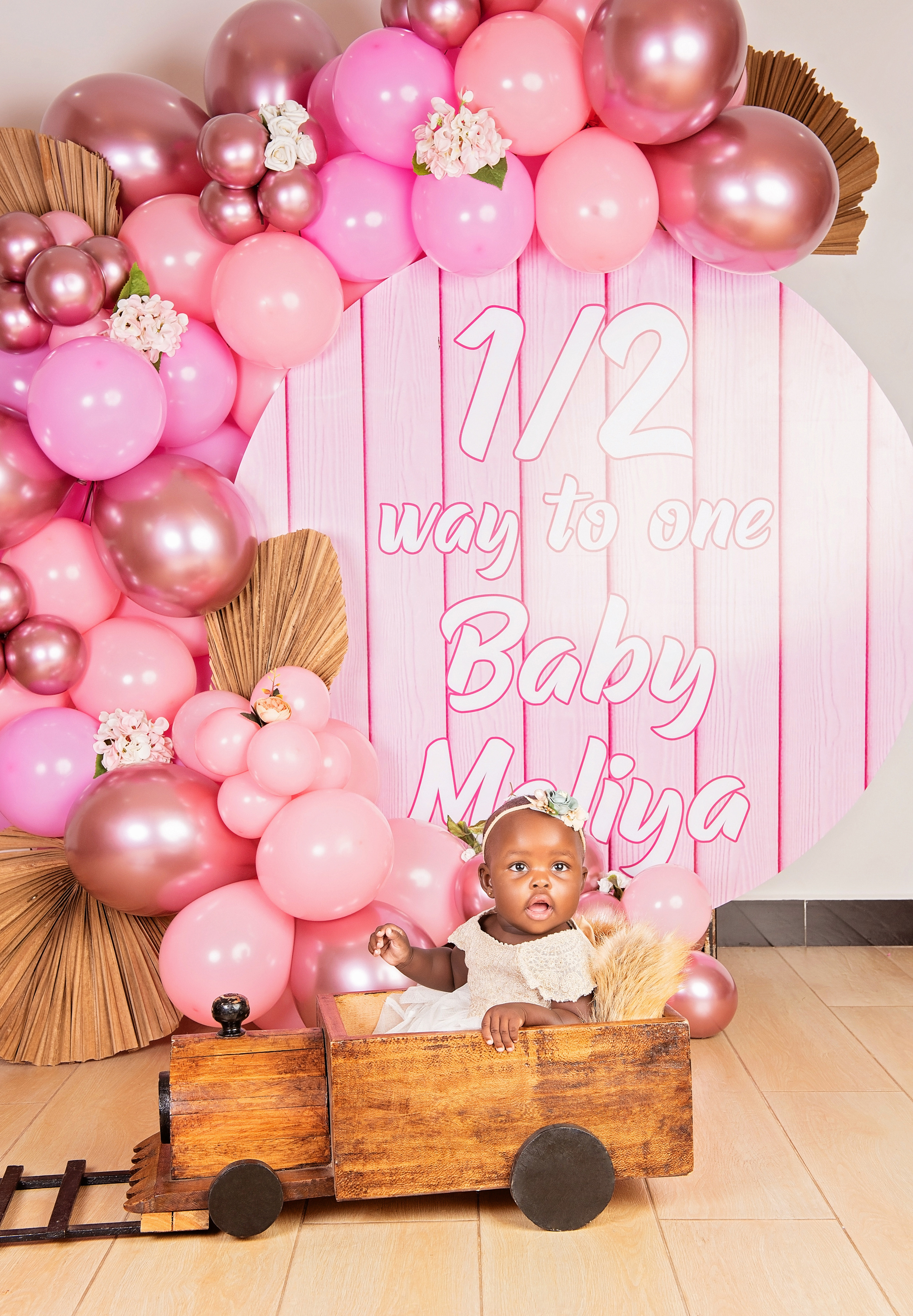 African baby girl cake smash balloon setup photo shoot Nairobi Mombasa Kenya