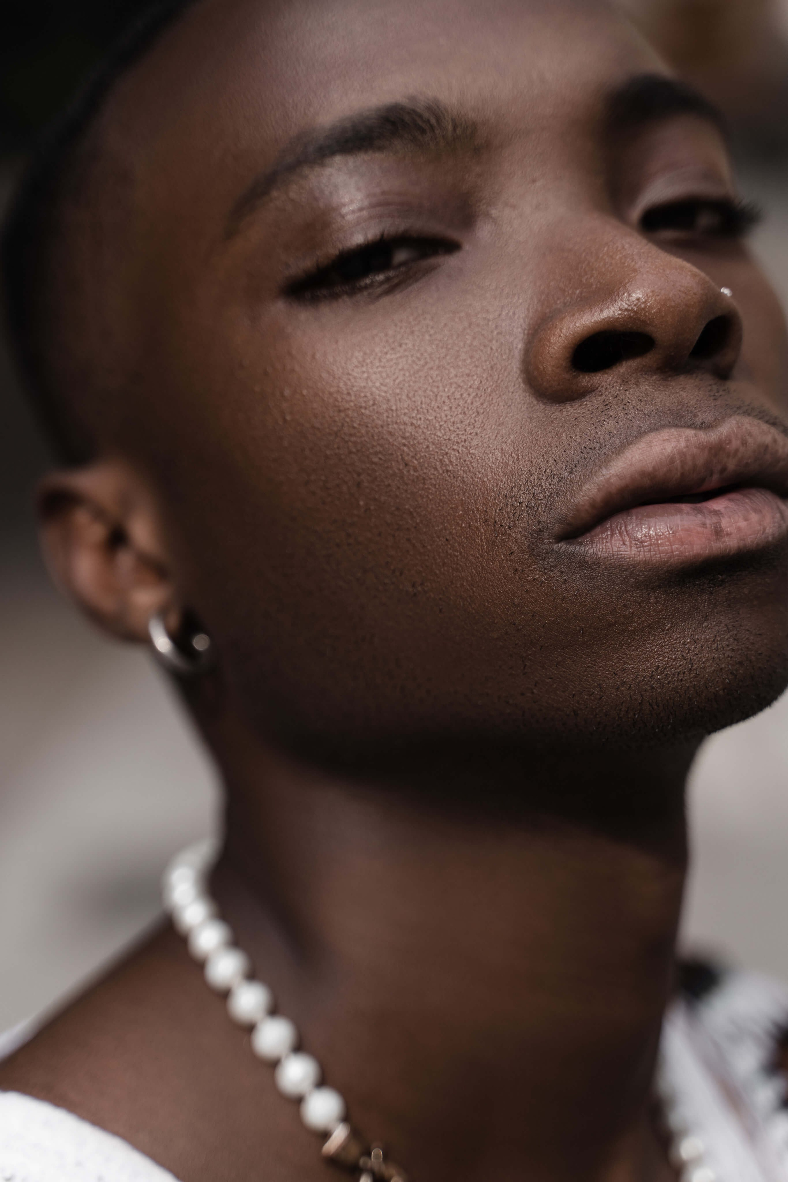 Beauty portrait with natural light, close-up and minimal styling