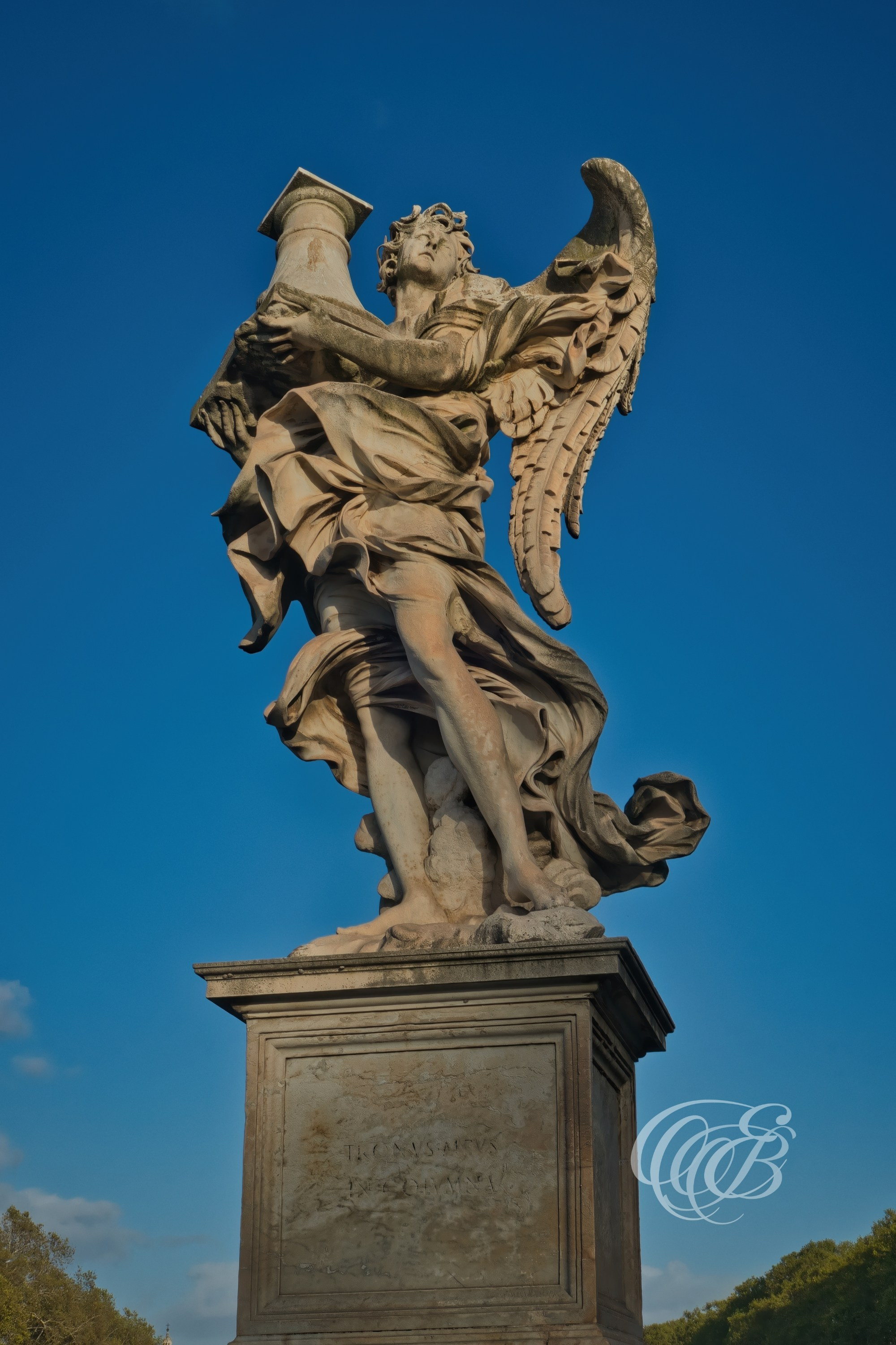 Rome Italy - Angel carrying the column - Eduardo Bartoli Fine Art Photography - Fine art photograph of the angel carrying the column on Ponte Sant’Angelo in Rome, Italy – photography by Eduardo Bartoli.