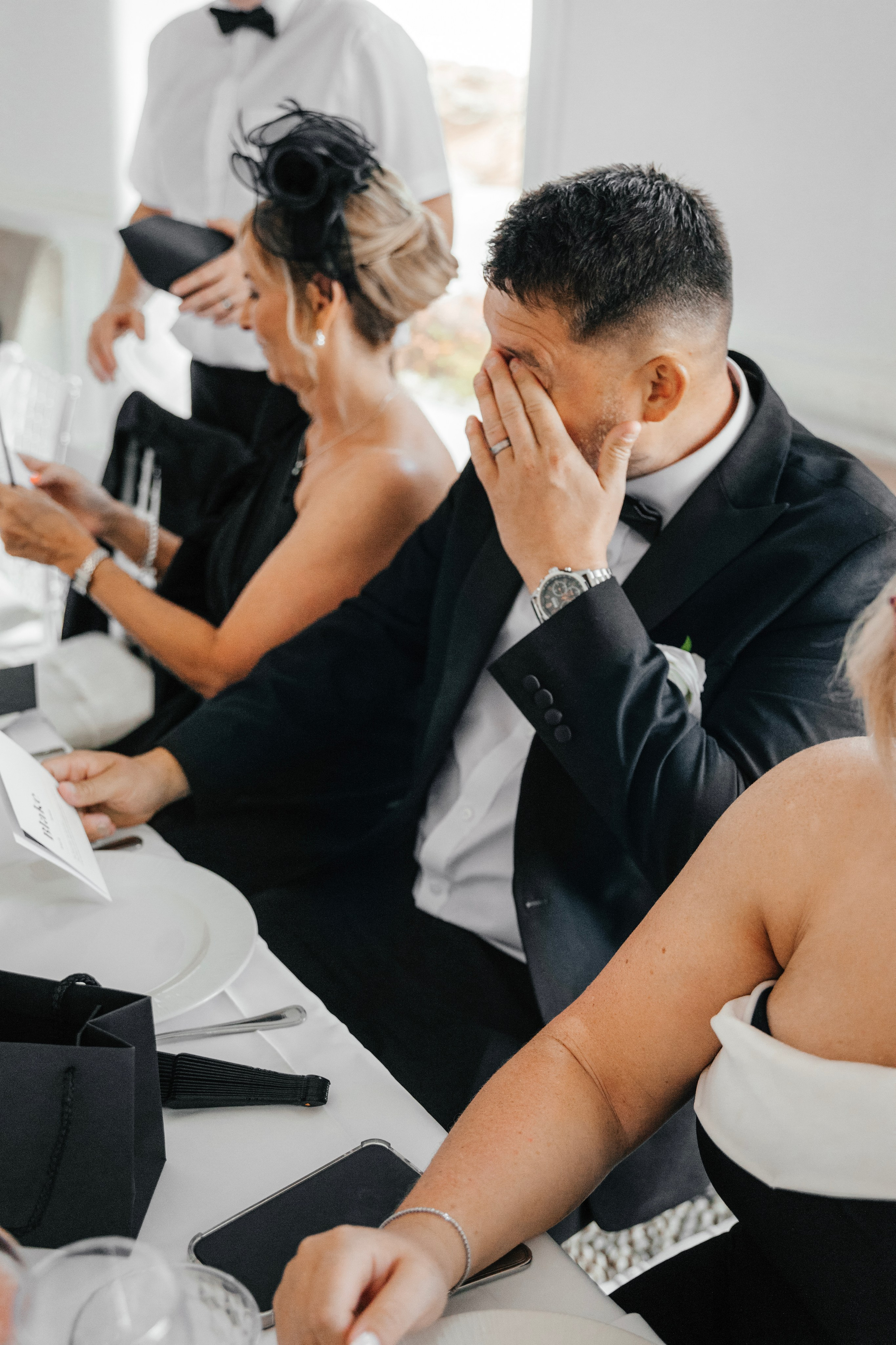 Crying from happiness in wedding Rhodes, Greece