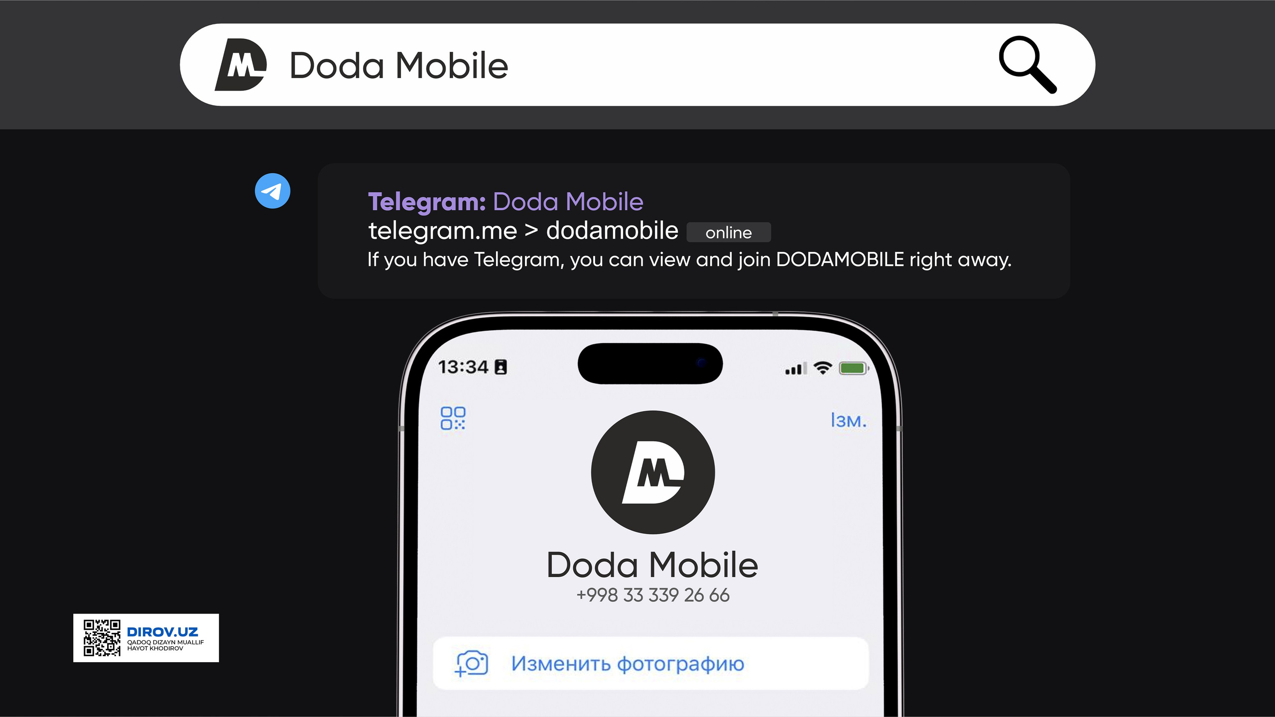 Doda Mobile  — Logotip. Dirov — Hayot Khodirov