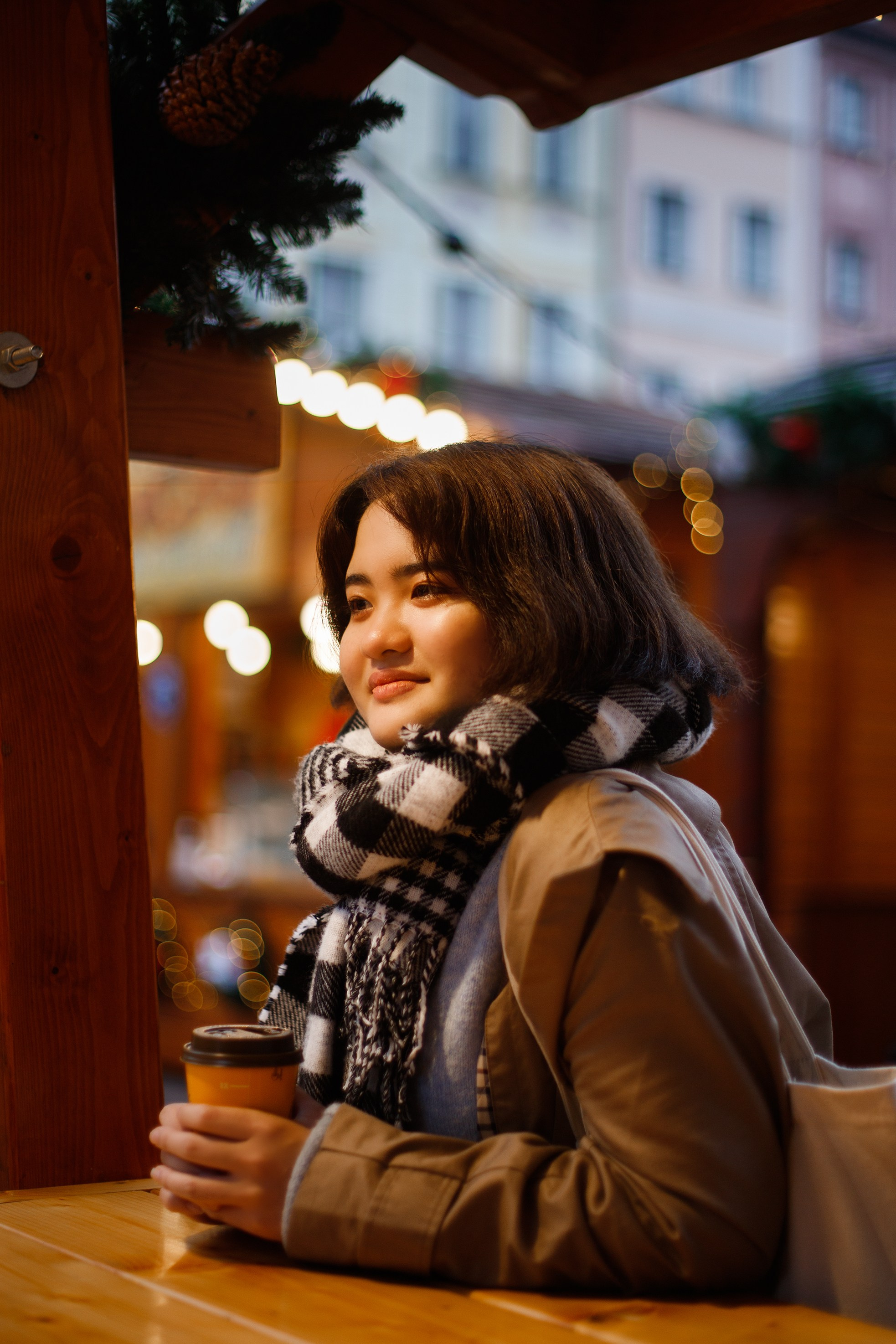 Misaki at christmas market. Kaja | fotograf psów we Wrocławiu