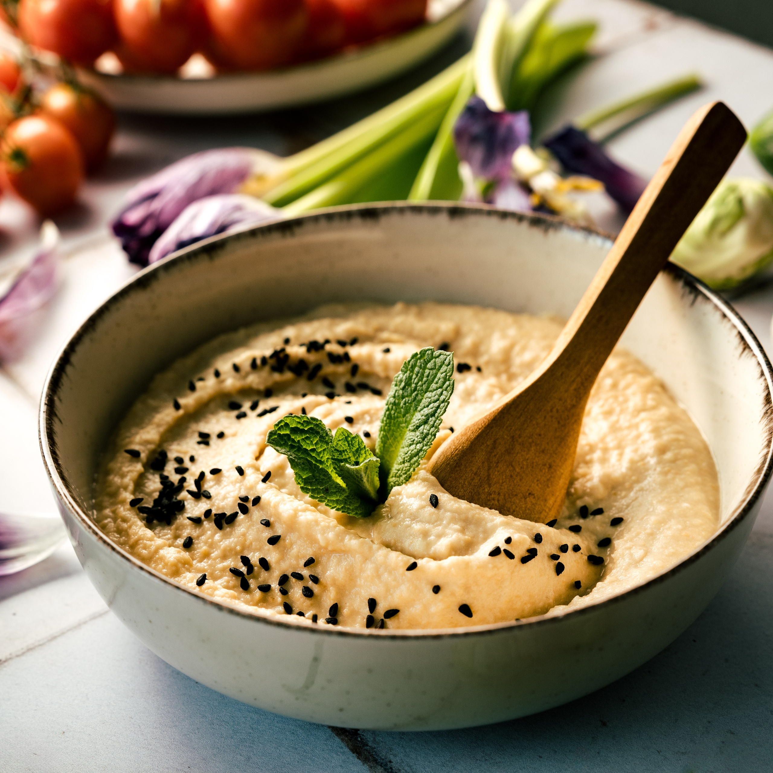 humus dekorisan nanom za fotografisanje za restoran