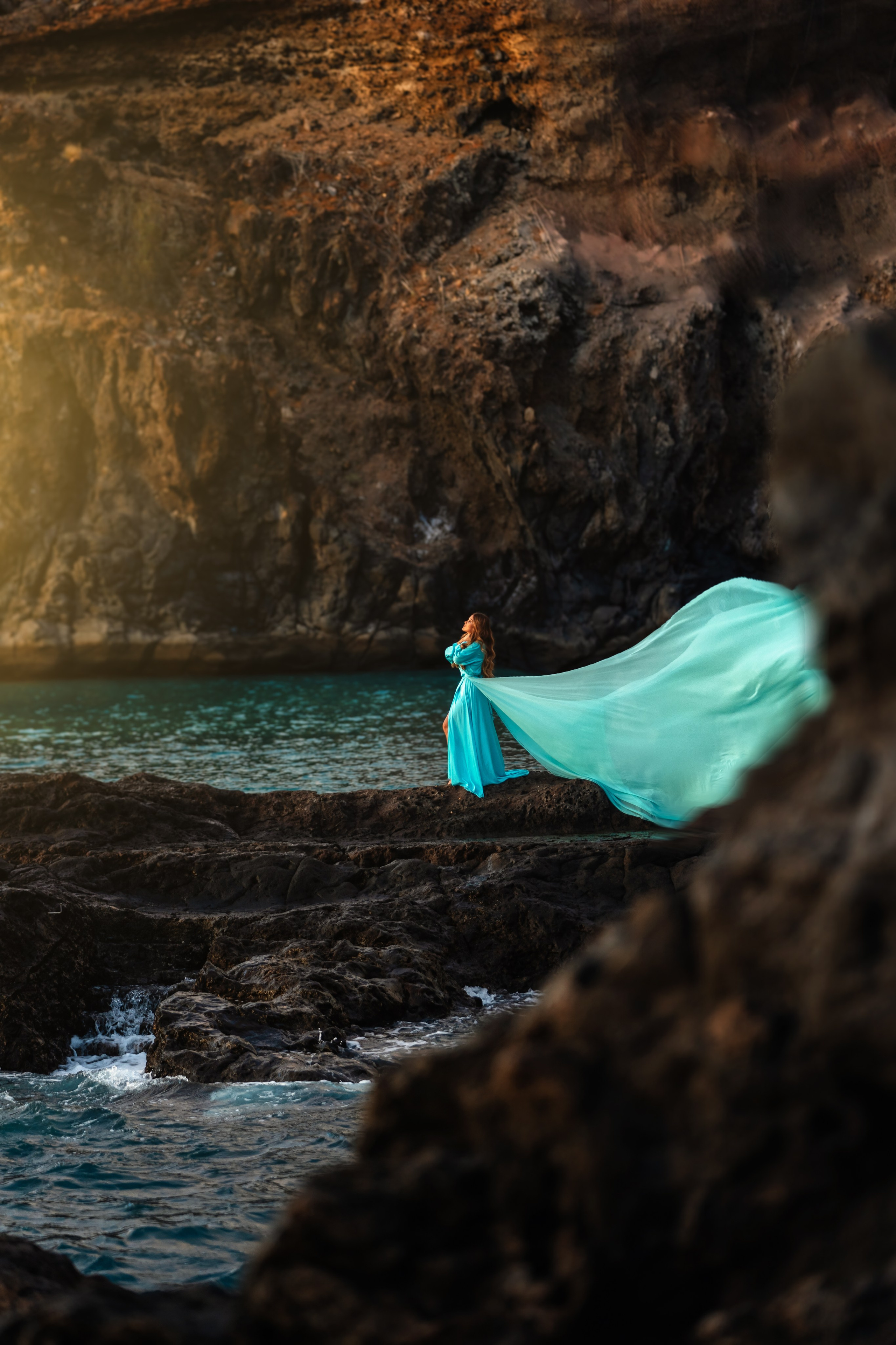 Sesion personal con el vestido volador color menta. Профессиональный фотограф на Тенерифе