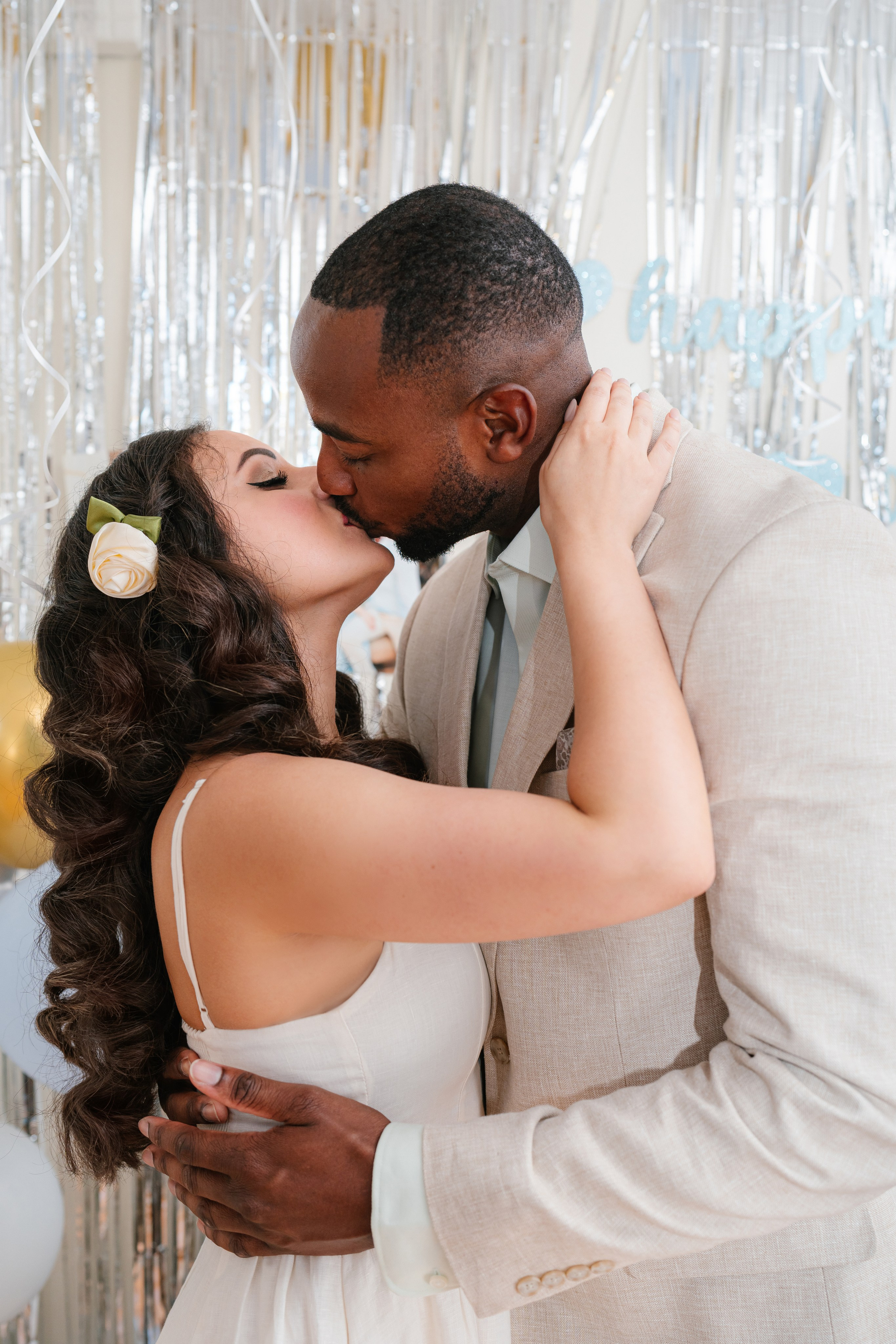 Natural engagement photo of a couple embracing in Santa Clarita