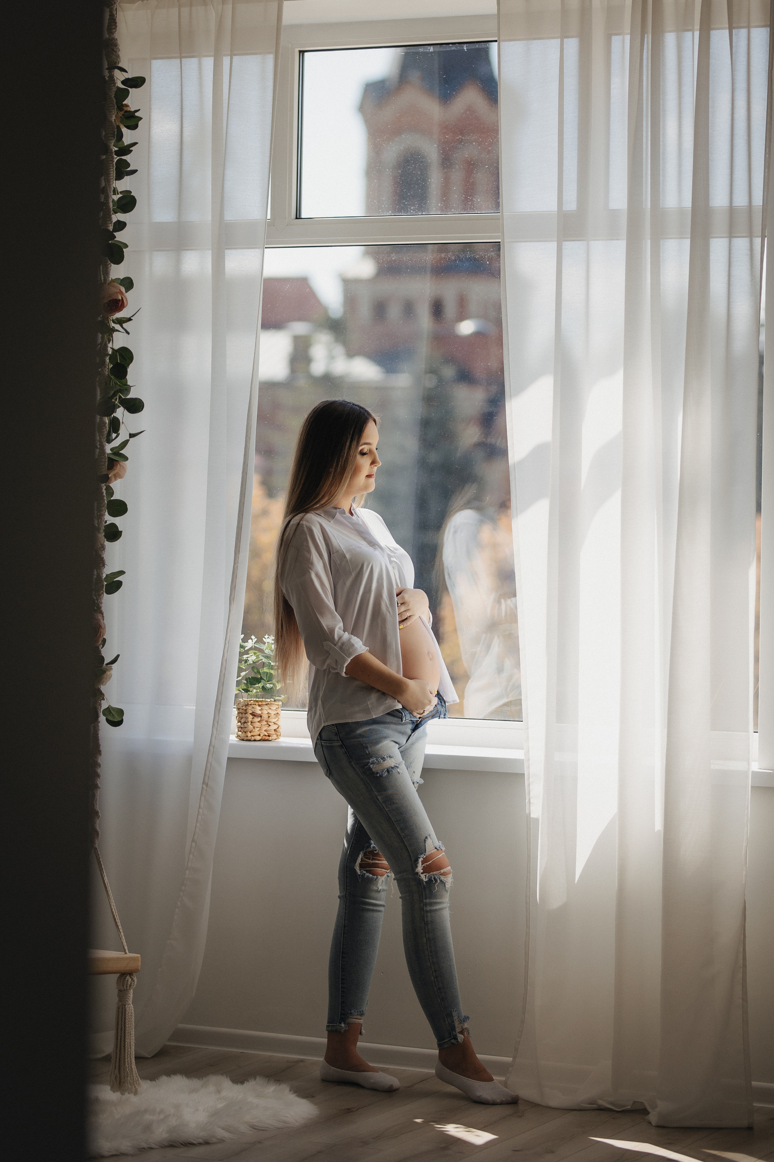 Laukimo (nėščiosios) fotosesija Marijampolėje, fotostudijoje